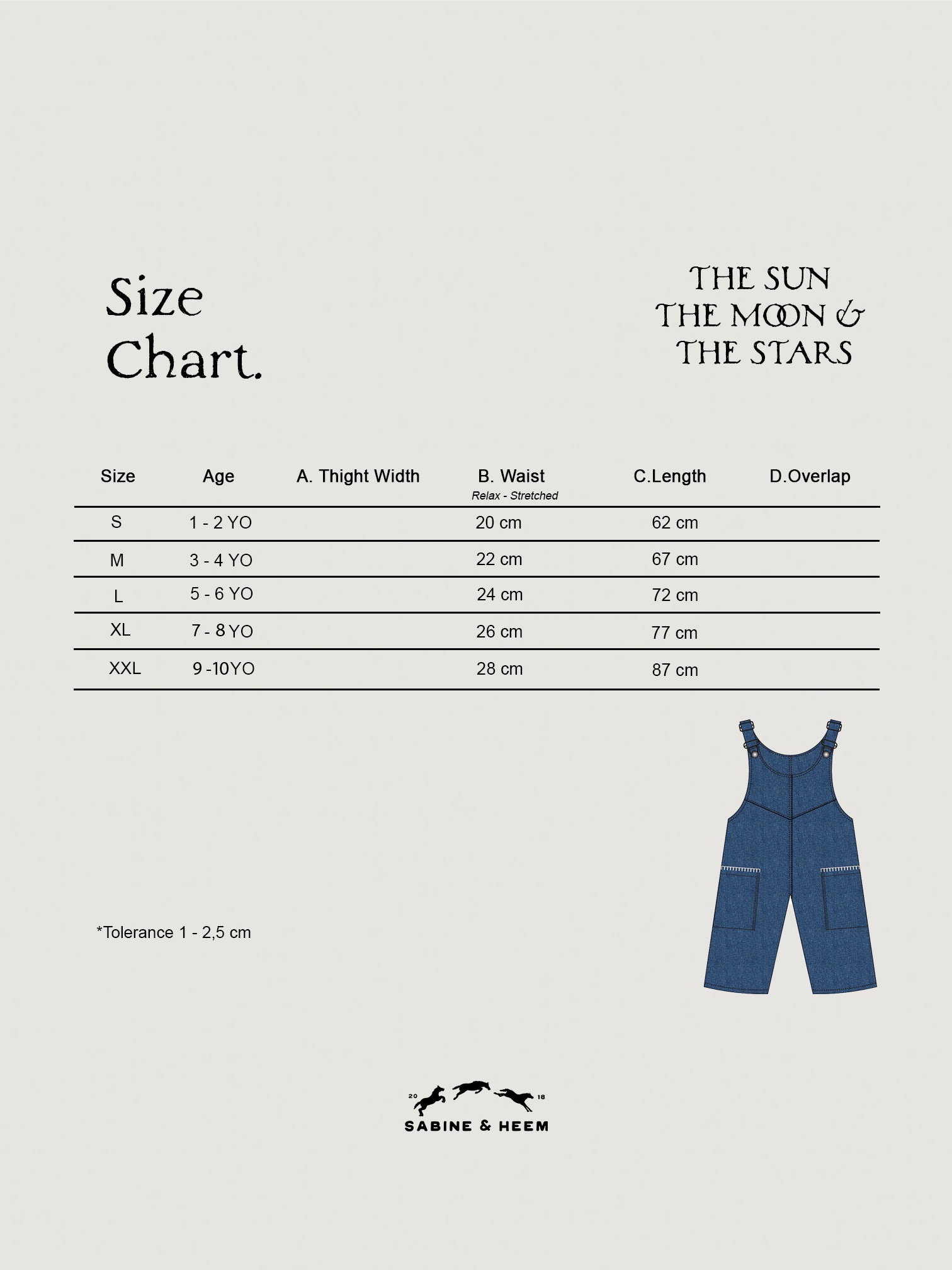 SABINE AND HEEM - JAKKE Denim Overall with Handstitch - Denim - Kids Overall