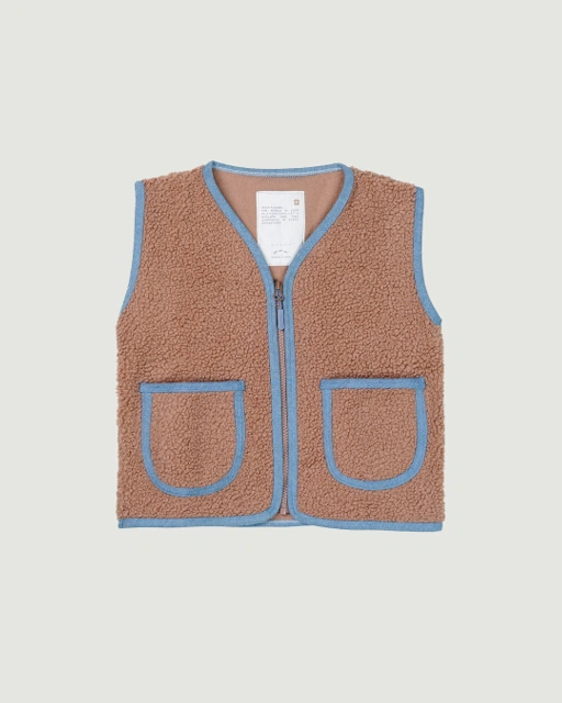 Image of SABINE AND HEEM - PIPPI Sherpa Vest - Dusty Brown - Kids Fur Vest
