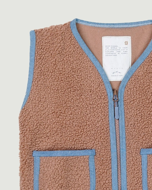 Image of SABINE AND HEEM - PIPPI Sherpa Vest - Dusty Brown - Kids Fur Vest