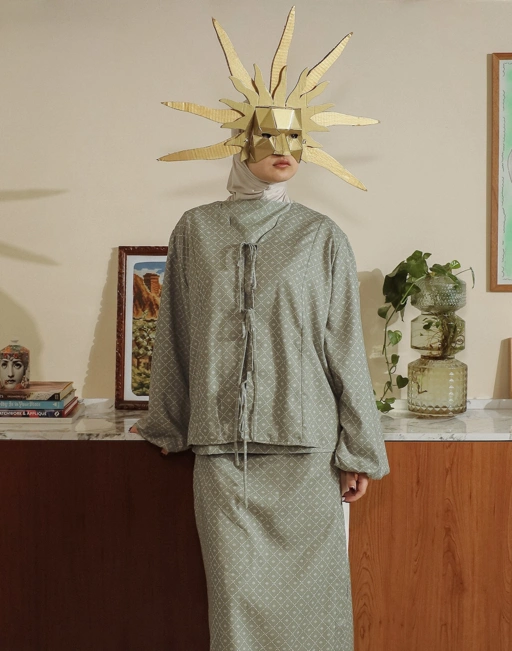 Image of SABINE AND HEEM - RAYNE Cotton Set Adult - Printed Green - Blouse Set Adult