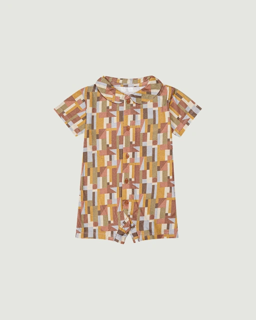 Image of SABINE AND HEEM - TAAM TAAM COLLAR ROMPER - Abstract - Cotton Bamboo Baby Wear