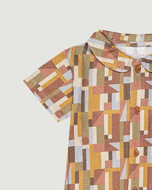 Image of SABINE AND HEEM - TAAM TAAM COLLAR ROMPER - Abstract - Cotton Bamboo Baby Wear