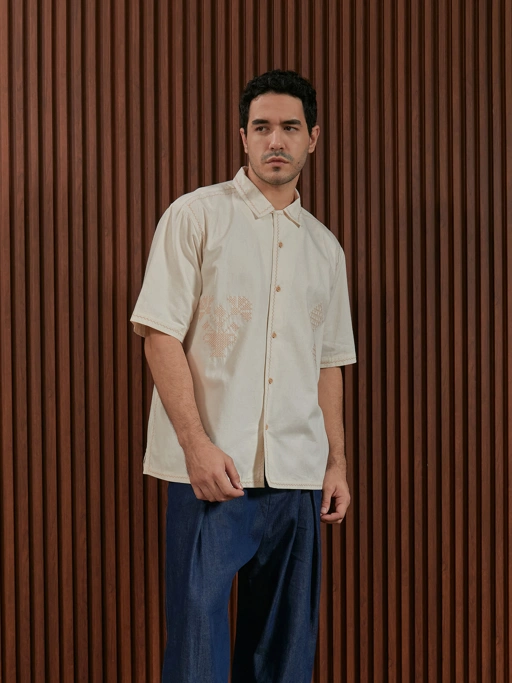 Image of SABINE AND HEEM - ARLO Embroidery Shirt - Linen - Adult - Kemeja Linen Dewasa