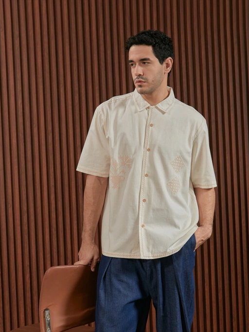 Image of SABINE AND HEEM - ARLO Embroidery Shirt - Linen - Adult - Kemeja Linen Dewasa