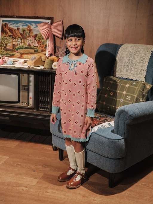Image of SABINE AND HEEM - NA WILLA - COTTON Knitted Collar Dress - Dress Rajut Anak