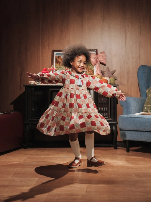 Image of SABINE AND HEEM - NA WILLA - RUFFLE Dress - Quilted Pattern - Dress Anak Perempuan