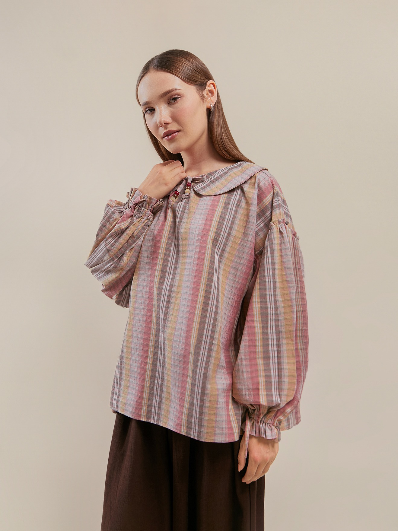 SABINE AND HEEM - SICILY Collar Blouse - Pink Brown - Adult Blouses