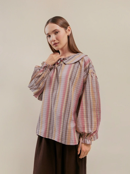 SABINE AND HEEM - SICILY Collar Blouse - Pink Brown - Adult Blouses