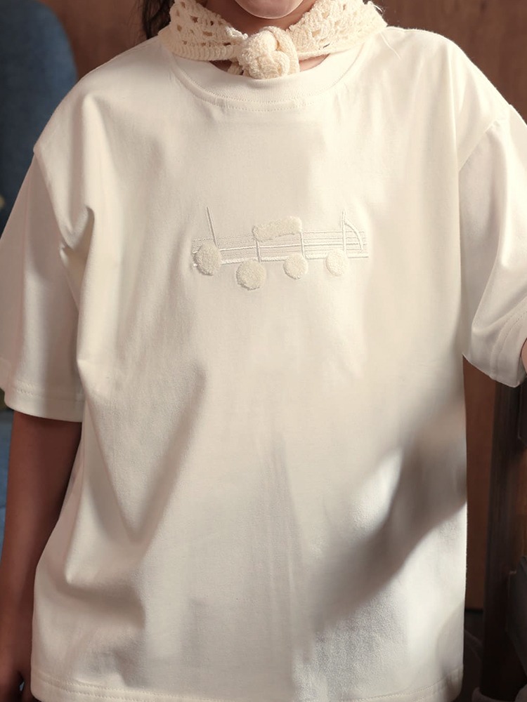 SABINE AND HEEM x MALIQ D'ESSENTIALS - Cotton Embroidery Tee - Ivory - Kids T-Shirt Top