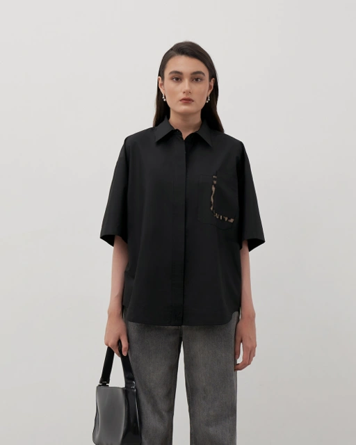 Image of MORGAN POCKET ROUNDED HEM SHIRT