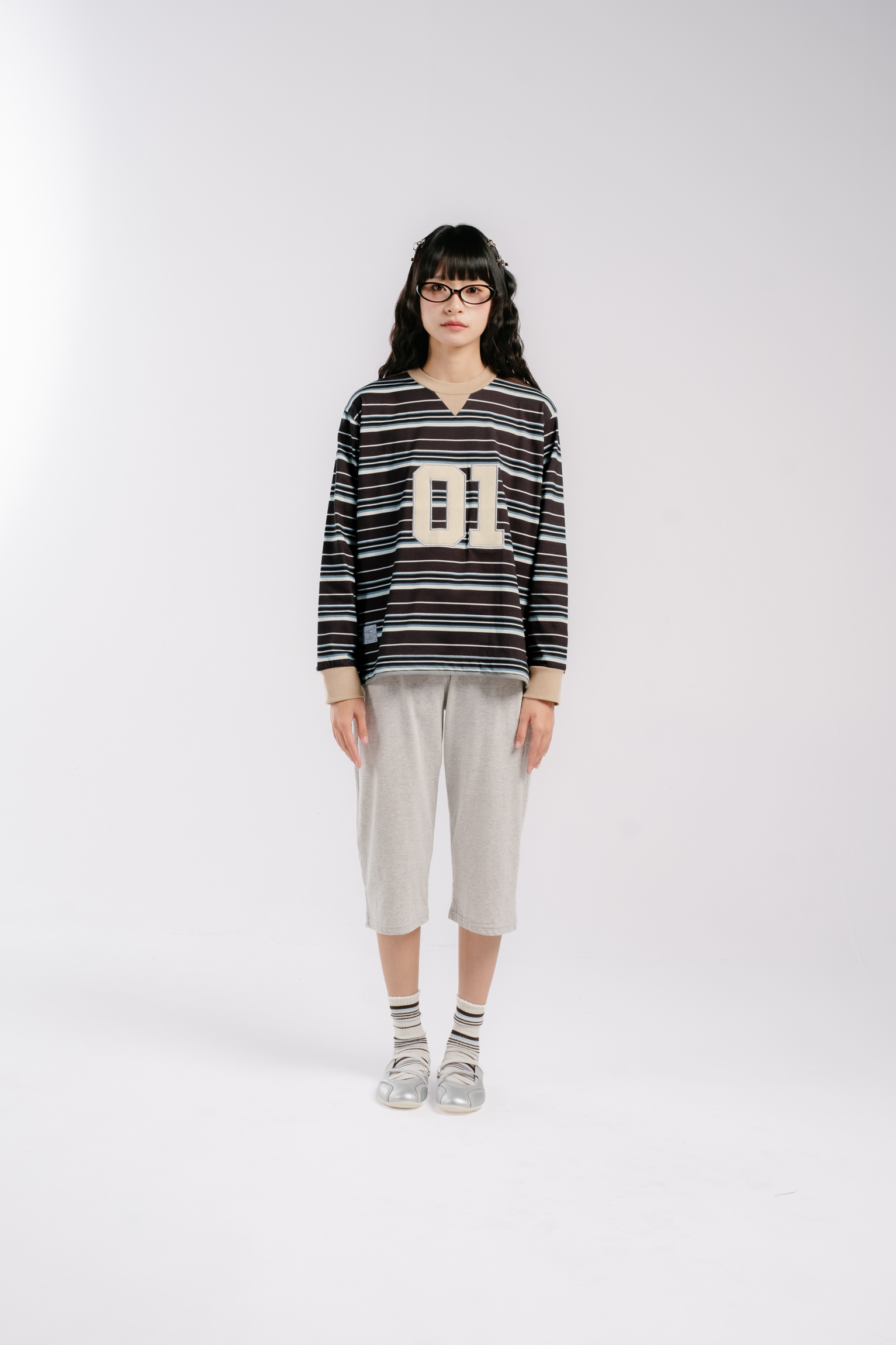Tome Ame - Kumi Stripe T Shirt Longsleeve - Kaos Lengan Panjang Wanita Motif Garis