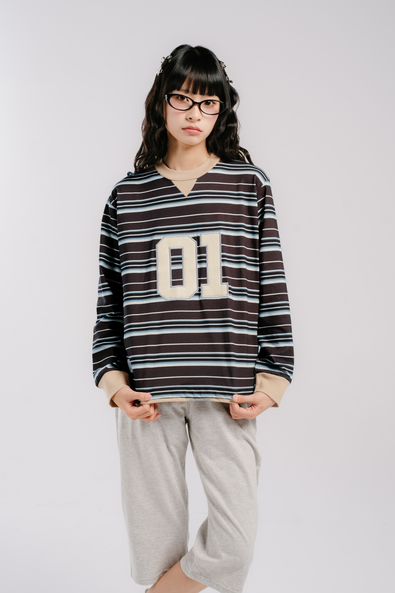 Tome Ame - Kumi Stripe T Shirt Longsleeve - Kaos Lengan Panjang Wanita Motif Garis