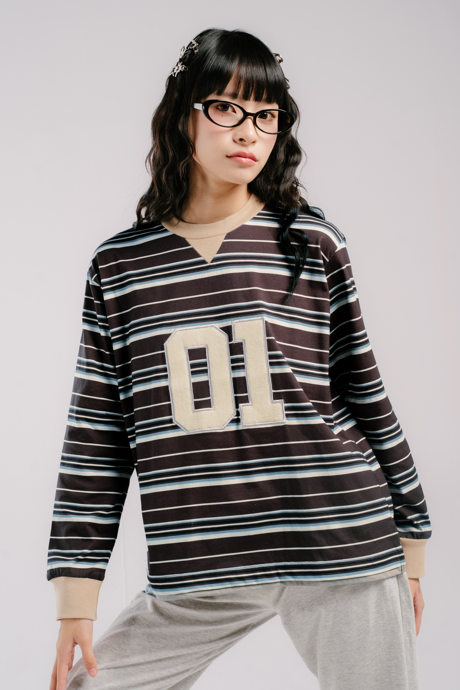 Tome Ame - Kumi Stripe T Shirt Longsleeve - Kaos Lengan Panjang Wanita Motif Garis