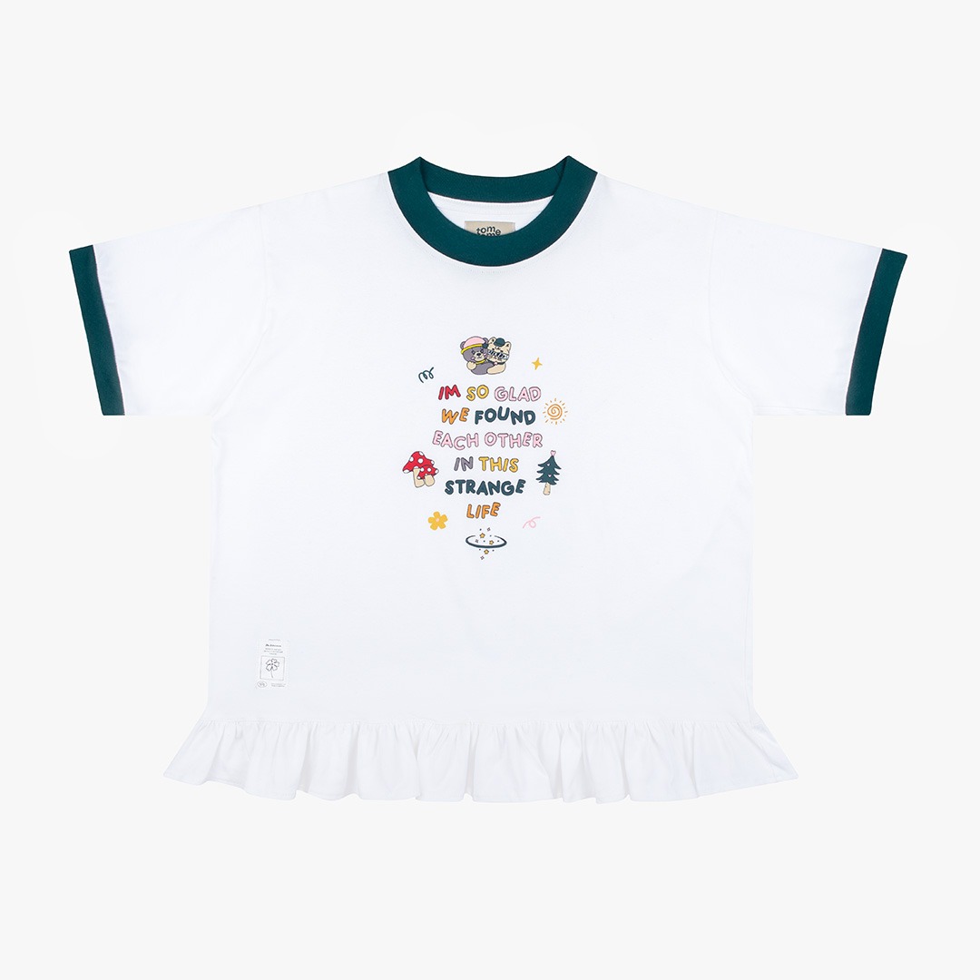 Tome Ame - Hanni Tee White - Kaos Lengan Pendek 24S Motif Ruffle