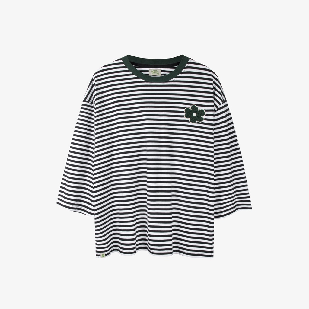 Tome Ame - Mina Striped Oversize Tee Black