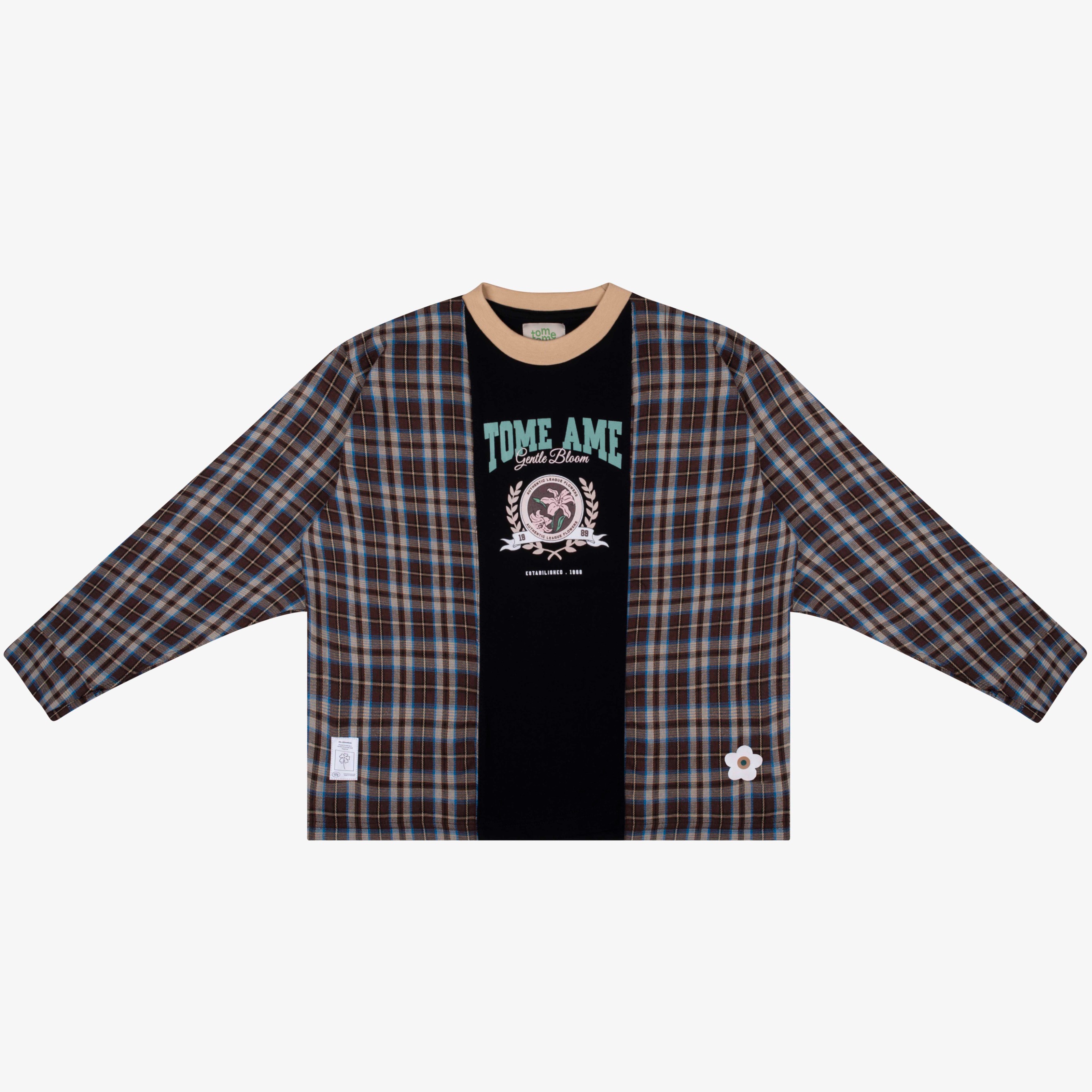 Tome Ame - Ruka Flannel Layered Longsleeve Tee - Kaos Lengan Panjang Aksen Kemeja Flanel