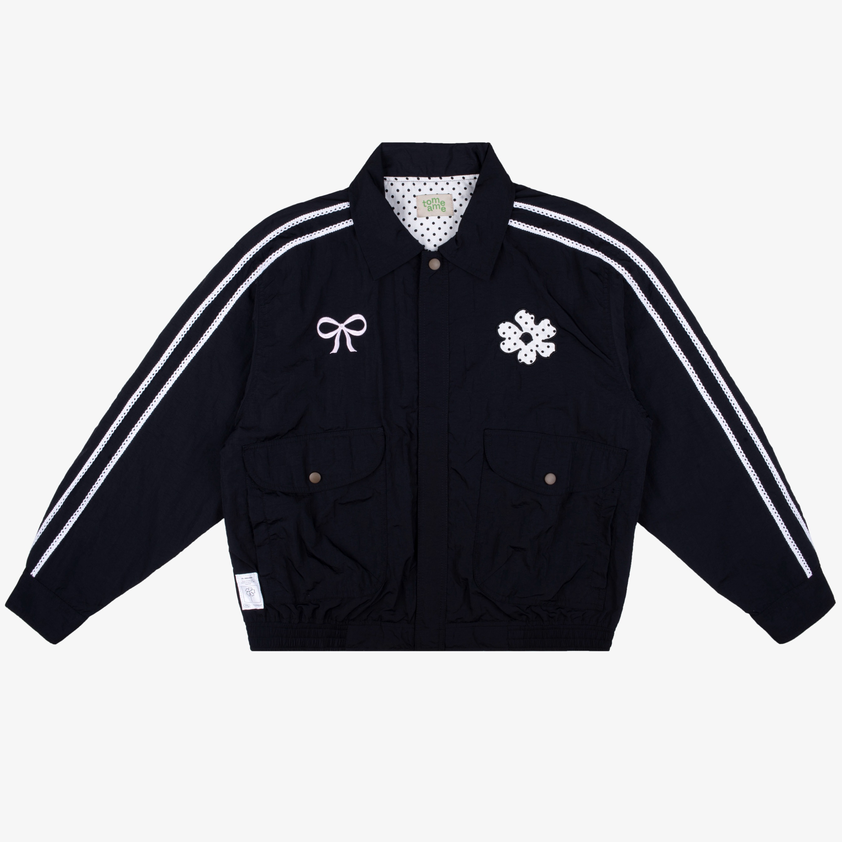 Tome Ame - Kiki Retro Windbreaker Jacket Black - Jaket Windbreaker Wanita