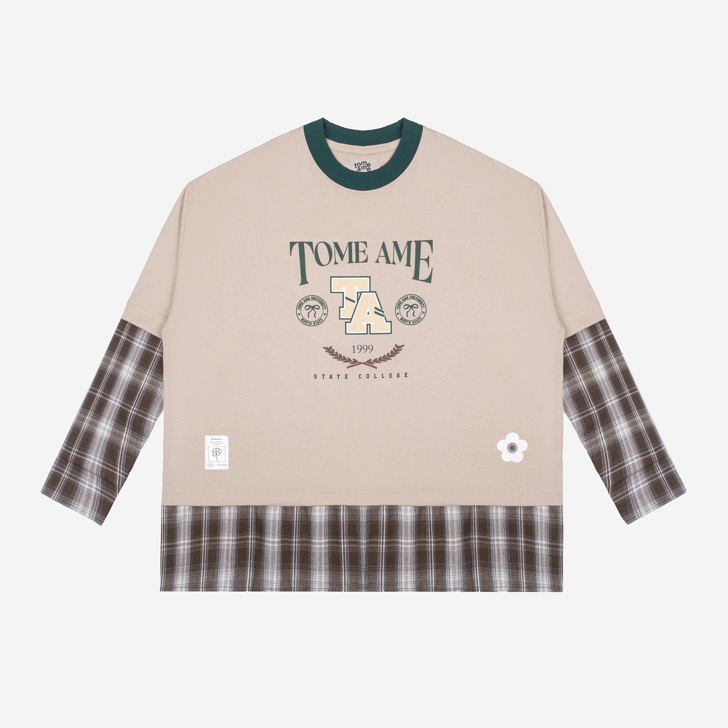 Tome Ame - Ruki Boxy Longsleeve Tee Cream - Kaos Lengan Panjang Oversized 24s Flanel