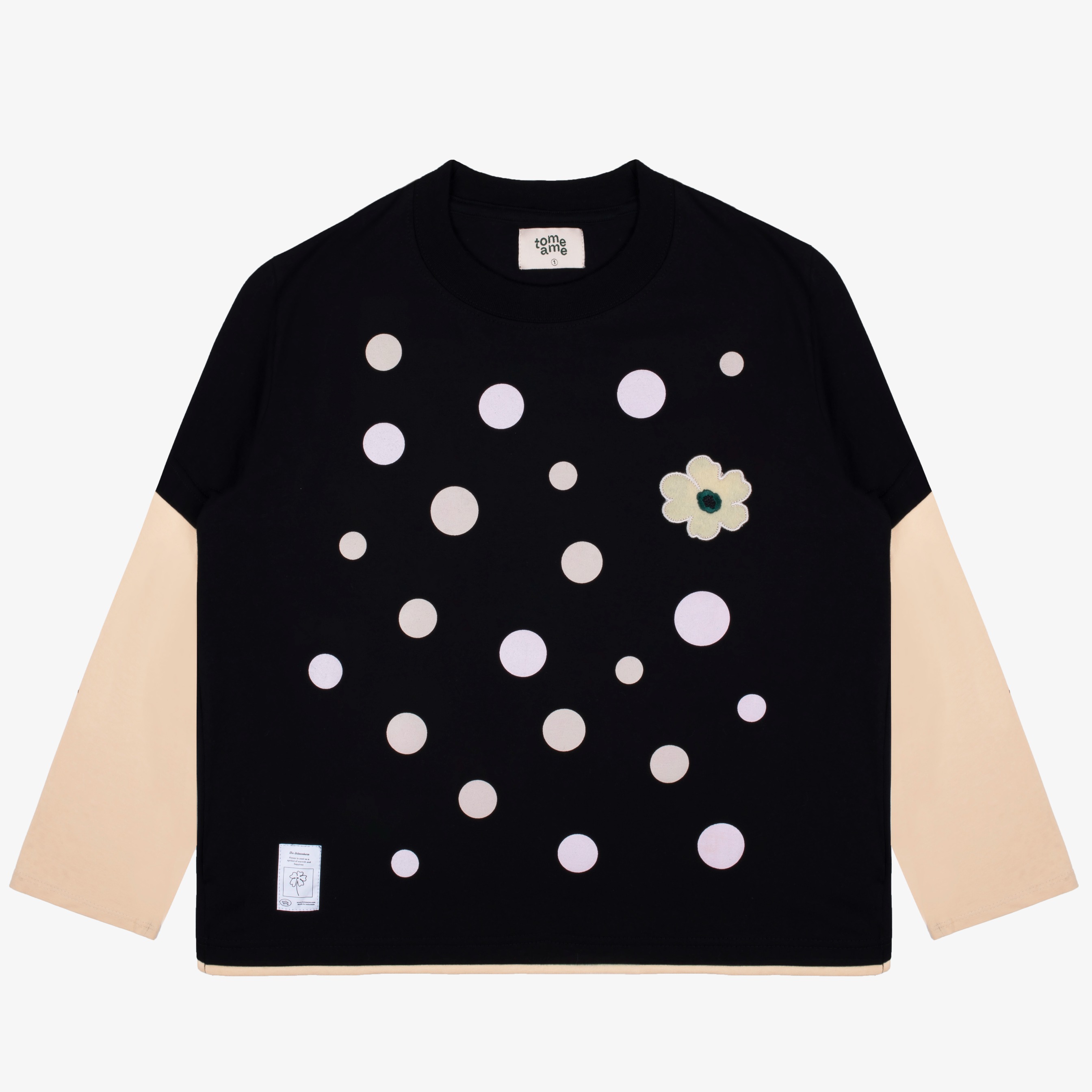 Tome Ame - Polka Longsleeve Black - Kaos Lengan Panjang Polkadot Hitam 24S