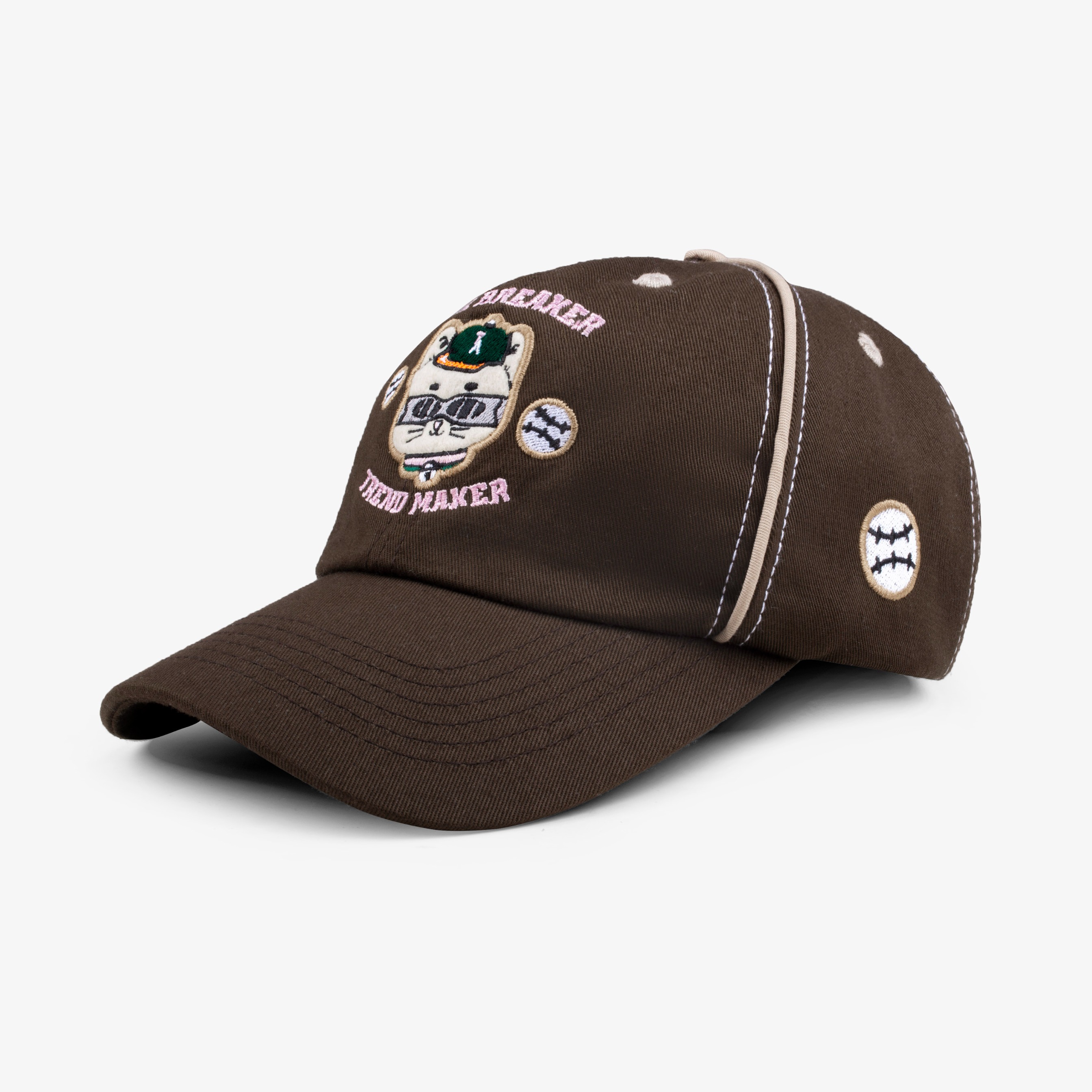 Tome Ame - Meow Cap Brown - Topi Baseball Embroidery Coklat