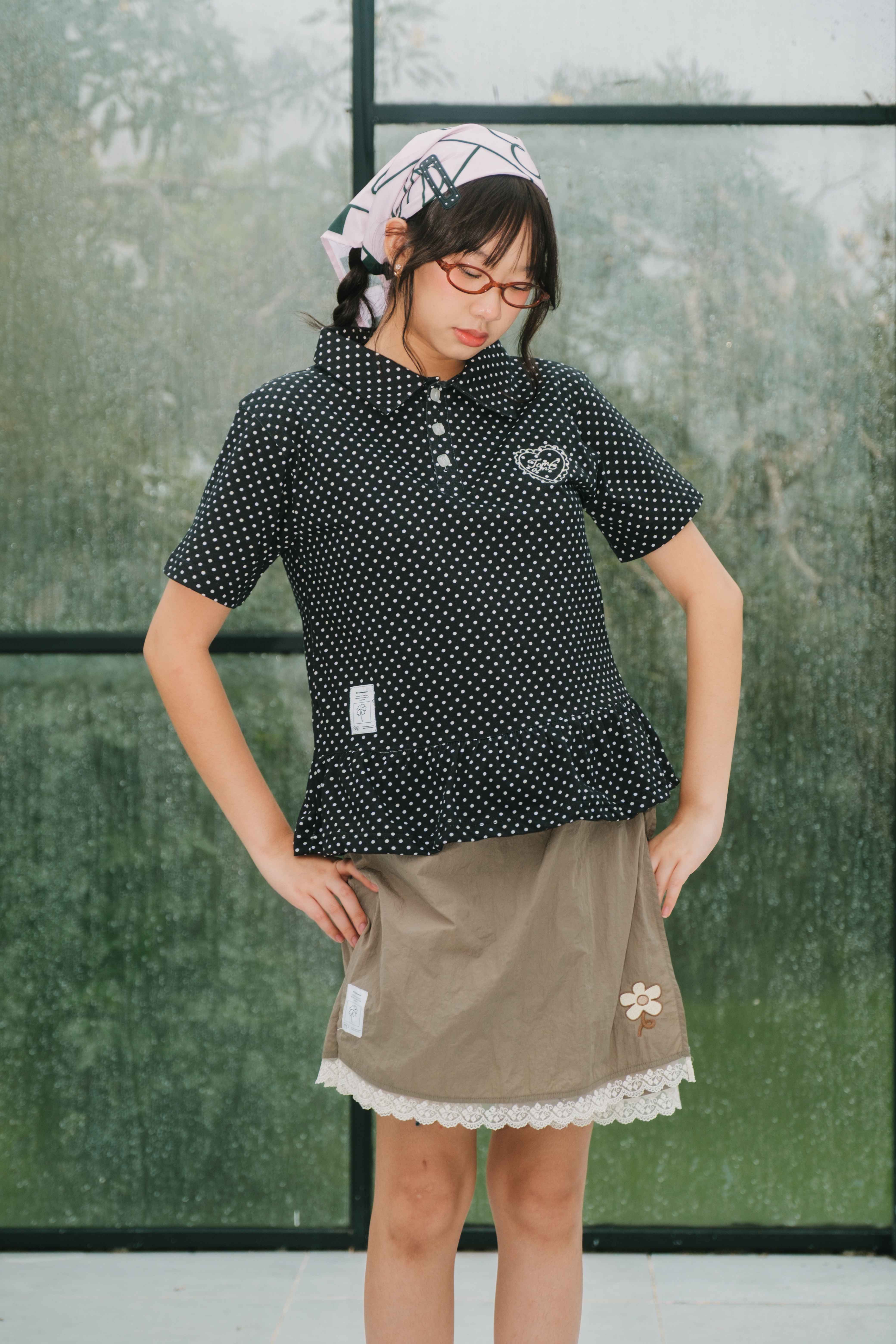 Tome Ame - Shinya Short Sleeve - Kaos Polo Lengan Pendek Motif Polkadot