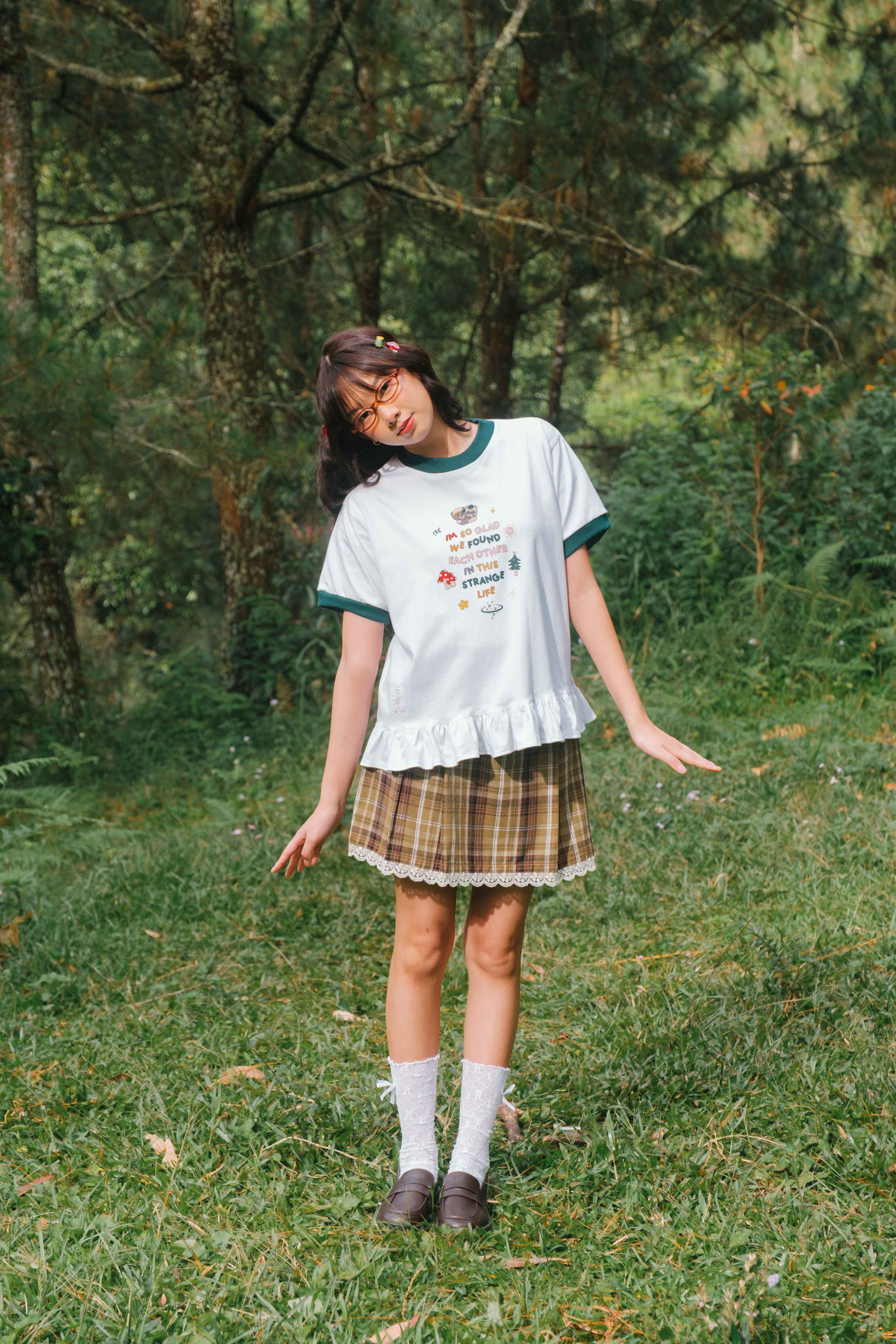 Tome Ame - Hanni Tee White - Kaos Lengan Pendek 24S Motif Ruffle
