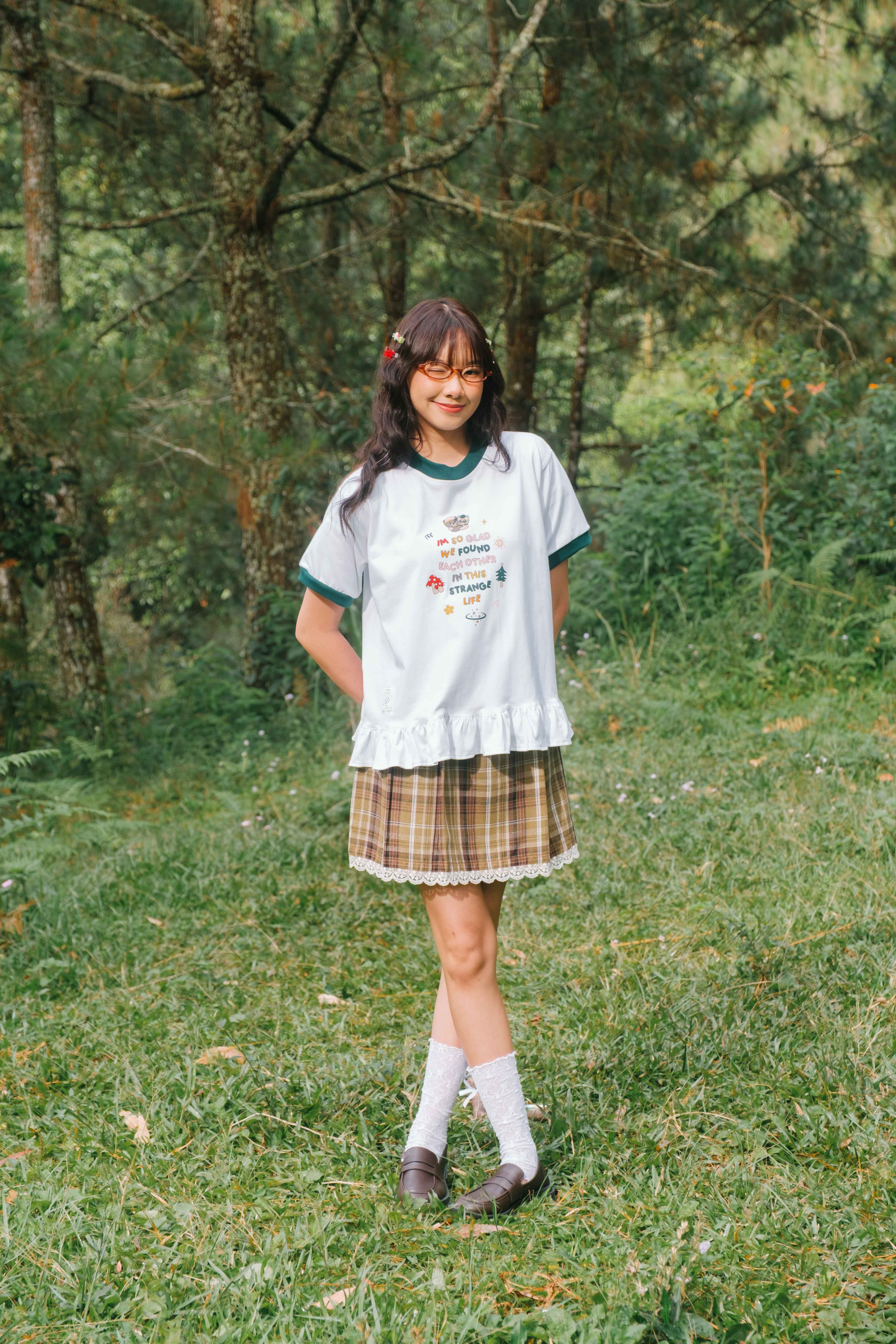 Tome Ame - Hanni Tee White - Kaos Lengan Pendek 24S Motif Ruffle