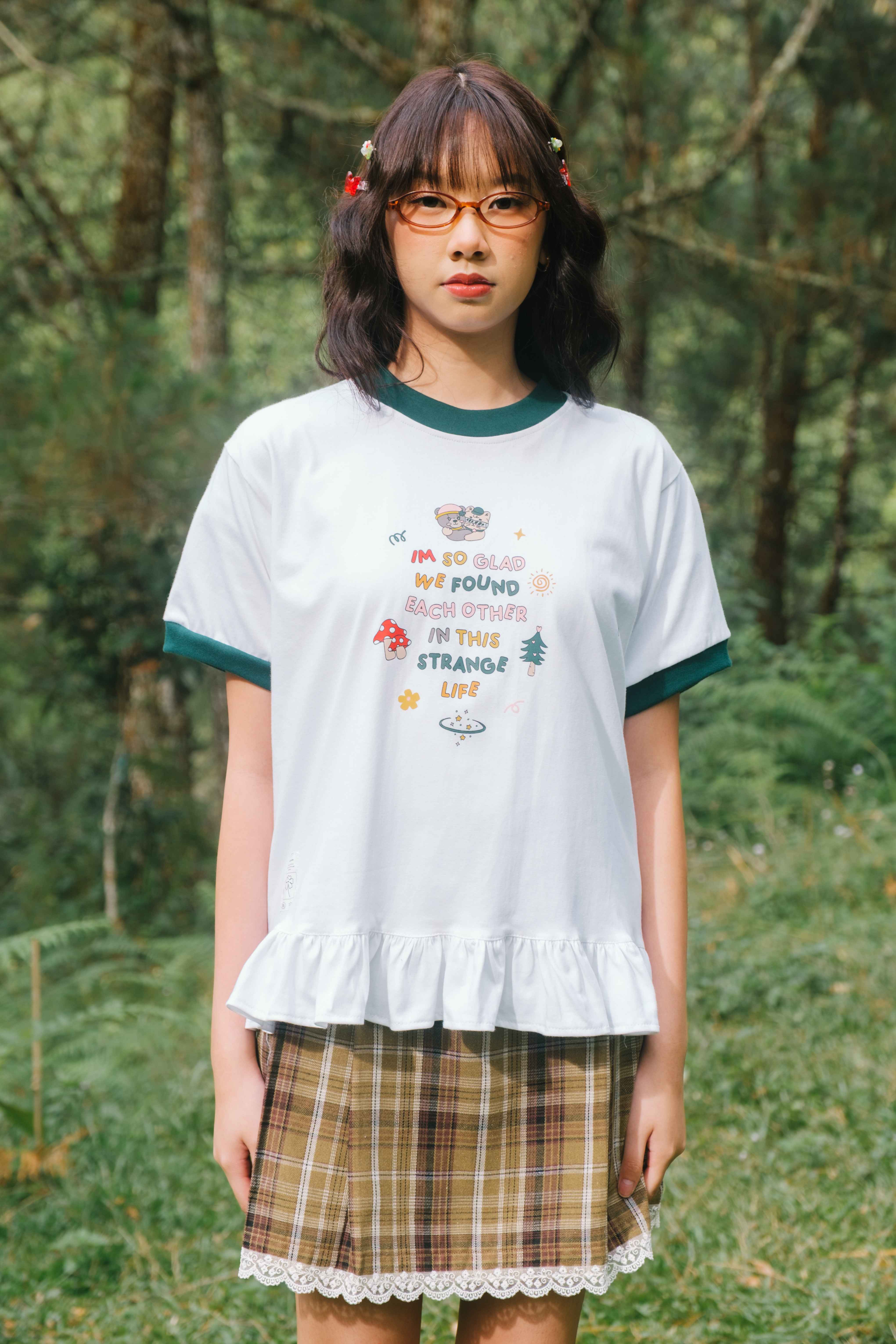 Tome Ame - Hanni Tee White - Kaos Lengan Pendek 24S Motif Ruffle
