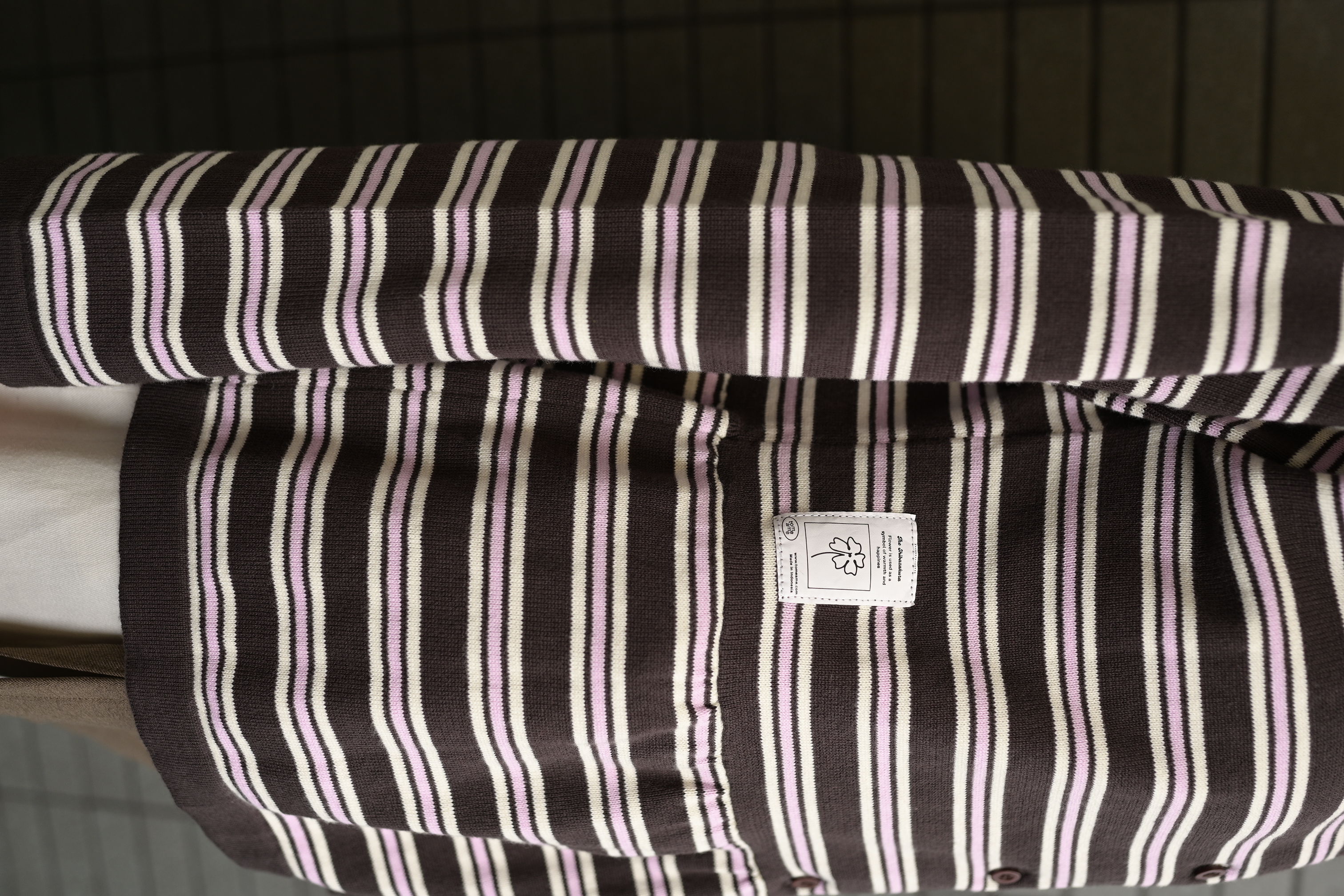 Tome Ame - Nijiko Longsleeve Brown - Atasan Knit Motfif Garis