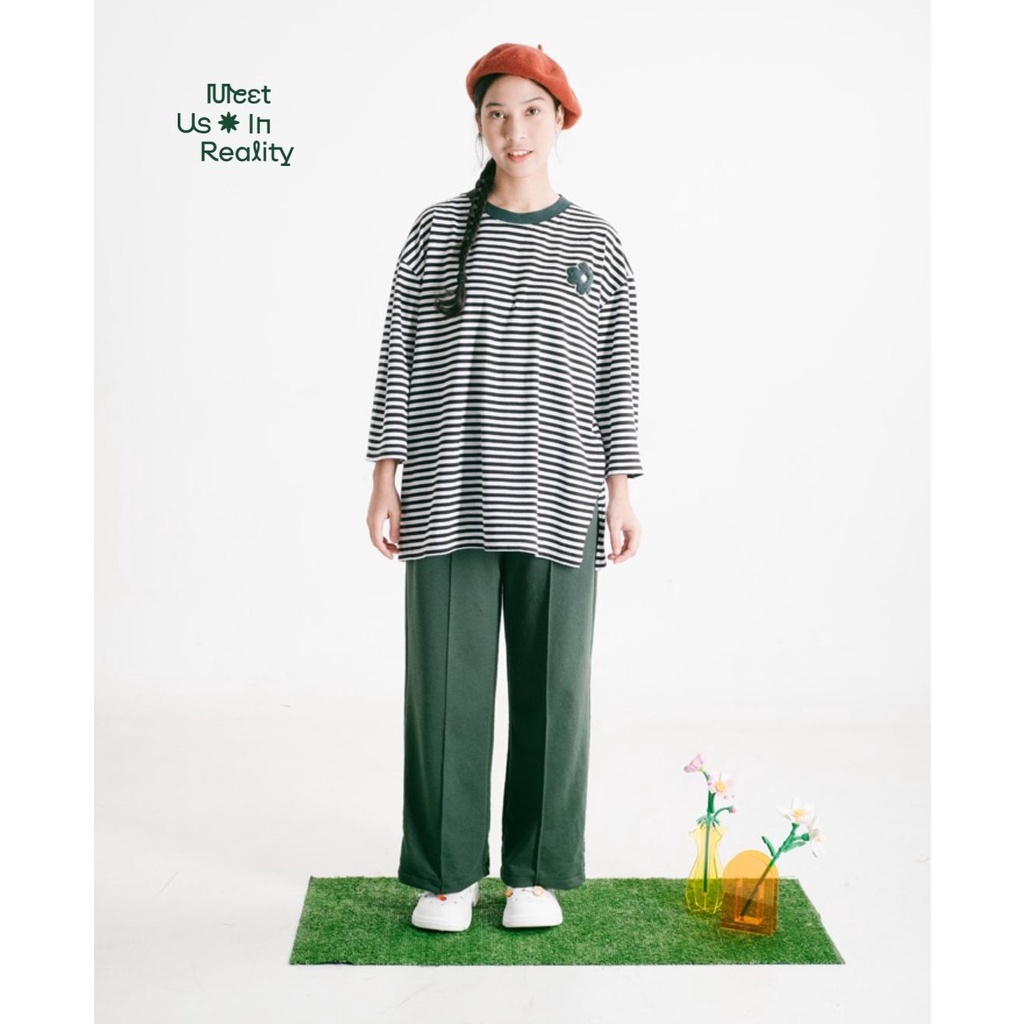 Tome Ame - Mina Striped Oversize Tee Black