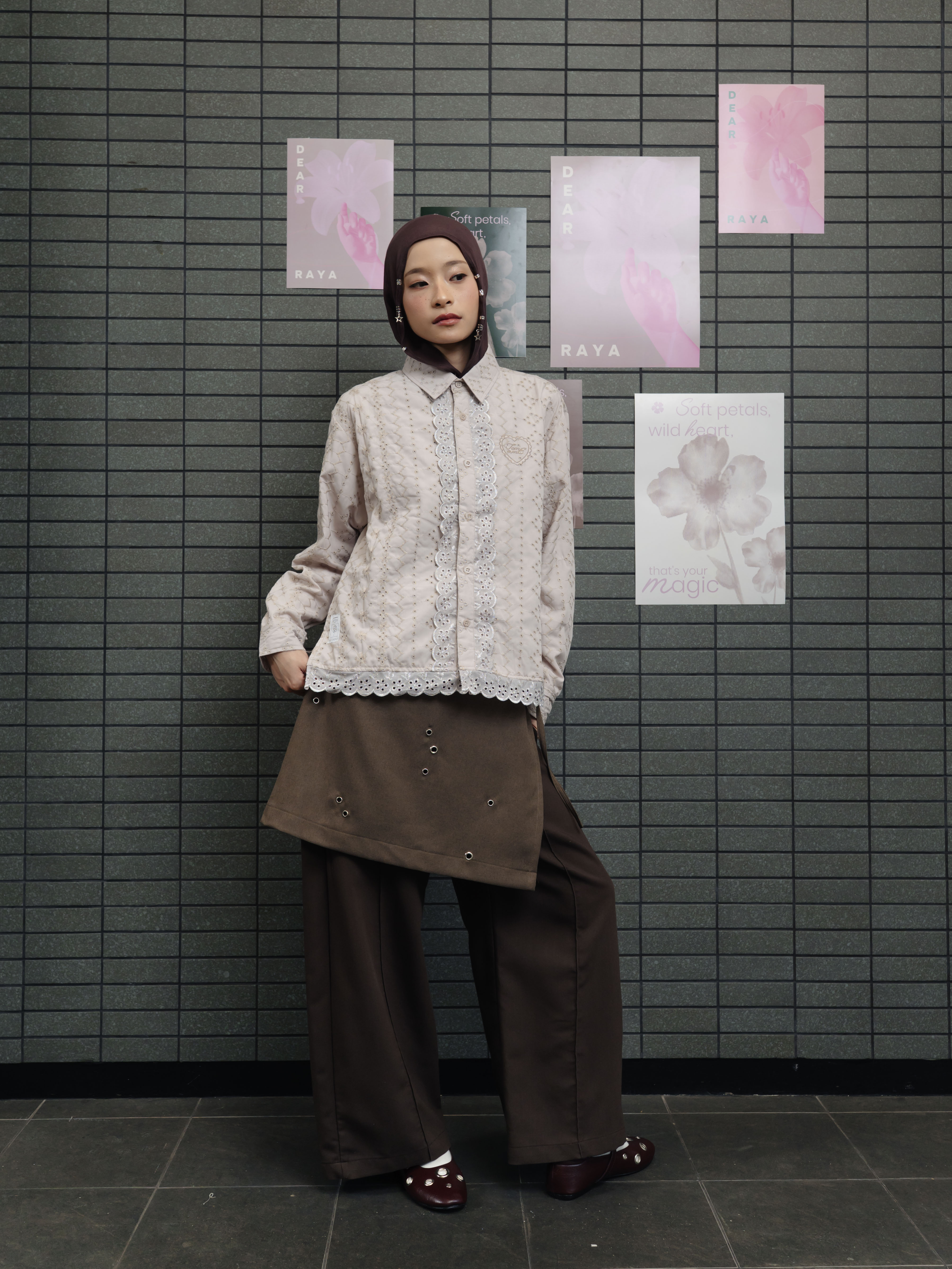 TOME AME - MIKAMI SHIRT - KEMEJA POLOS WANITA LENGAN PANJANG COTTON BORDIR