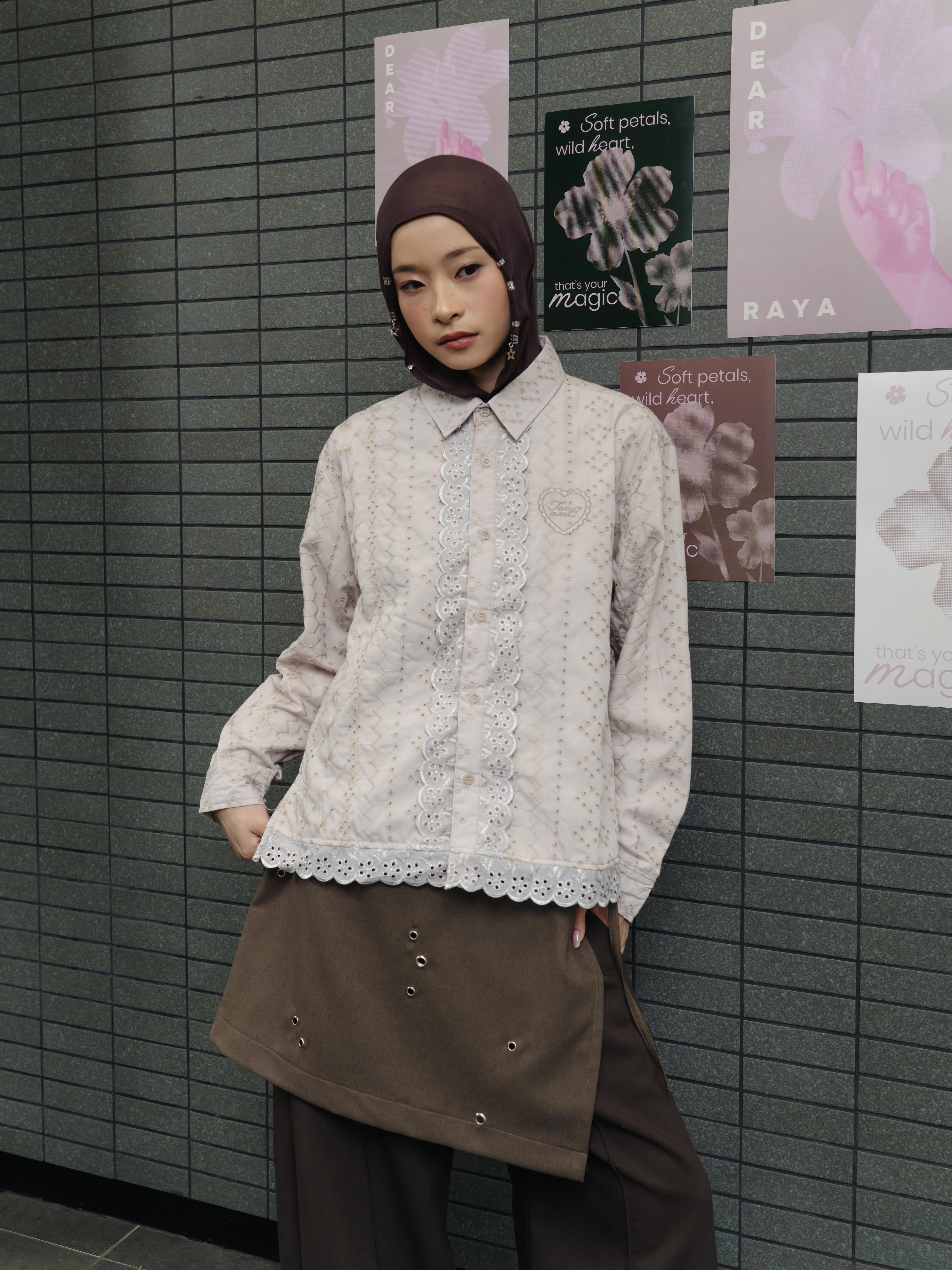 TOME AME - MIKAMI SHIRT - KEMEJA POLOS WANITA LENGAN PANJANG COTTON BORDIR
