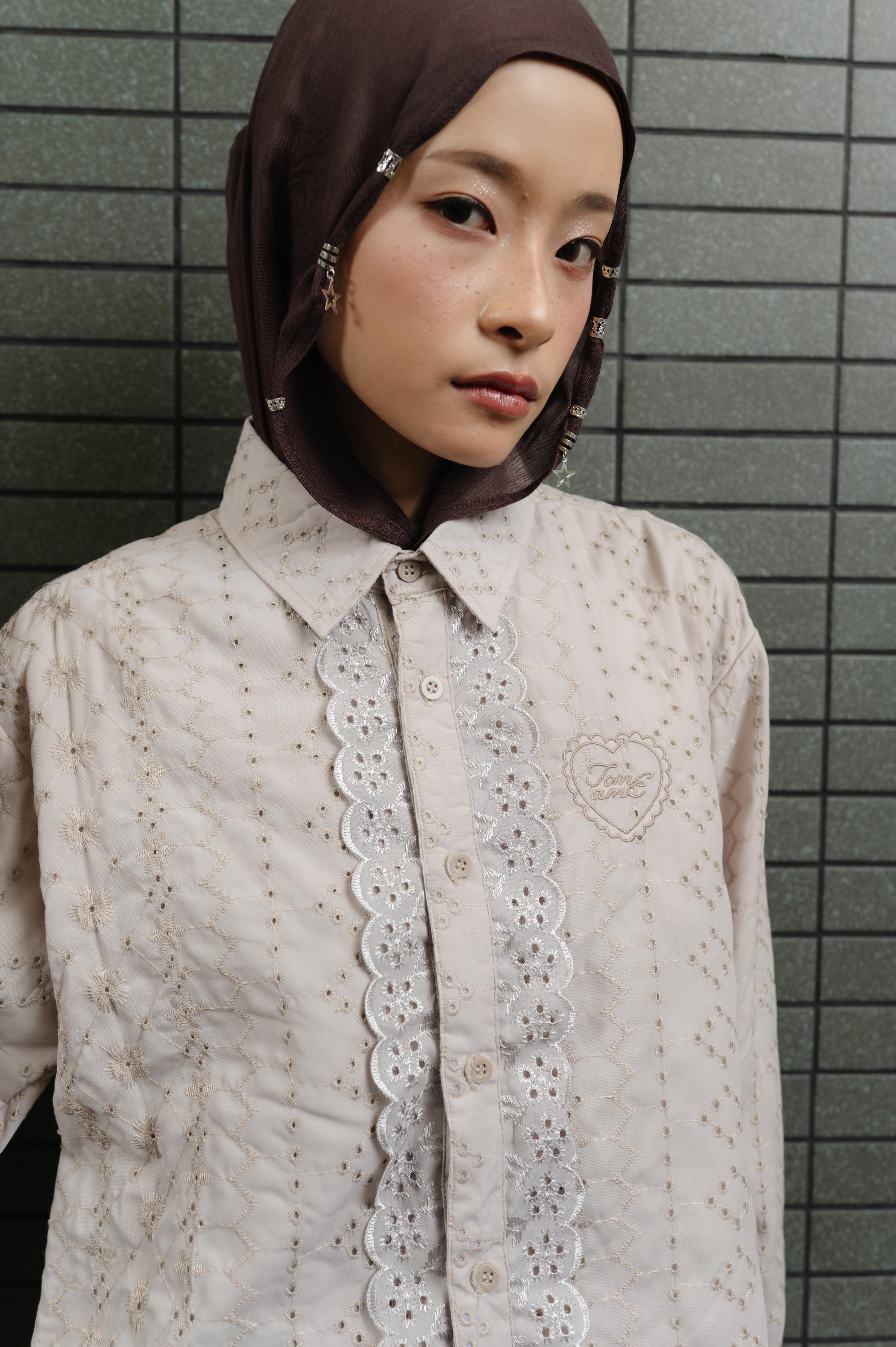 TOME AME - MIKAMI SHIRT - KEMEJA POLOS WANITA LENGAN PANJANG COTTON BORDIR