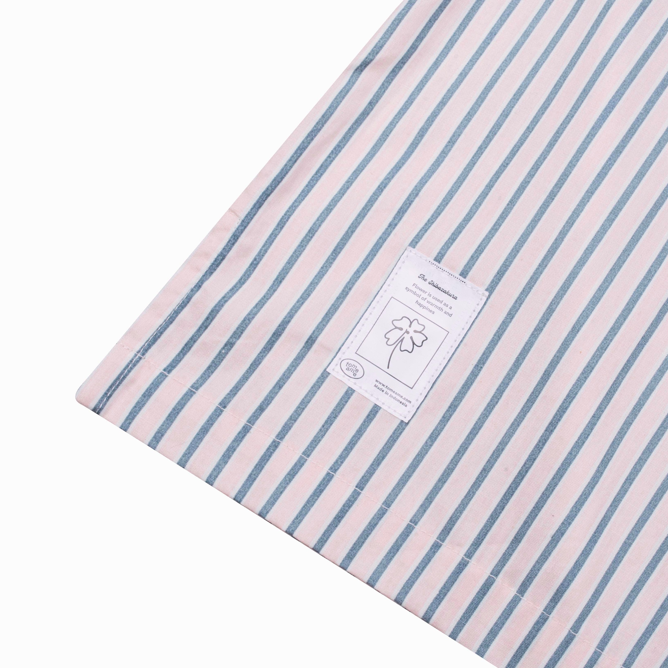 Tome Ame - Tome Ame 01 Stripped Shirt Pink - Kemeja Lengan Panjang Aksen Dasi