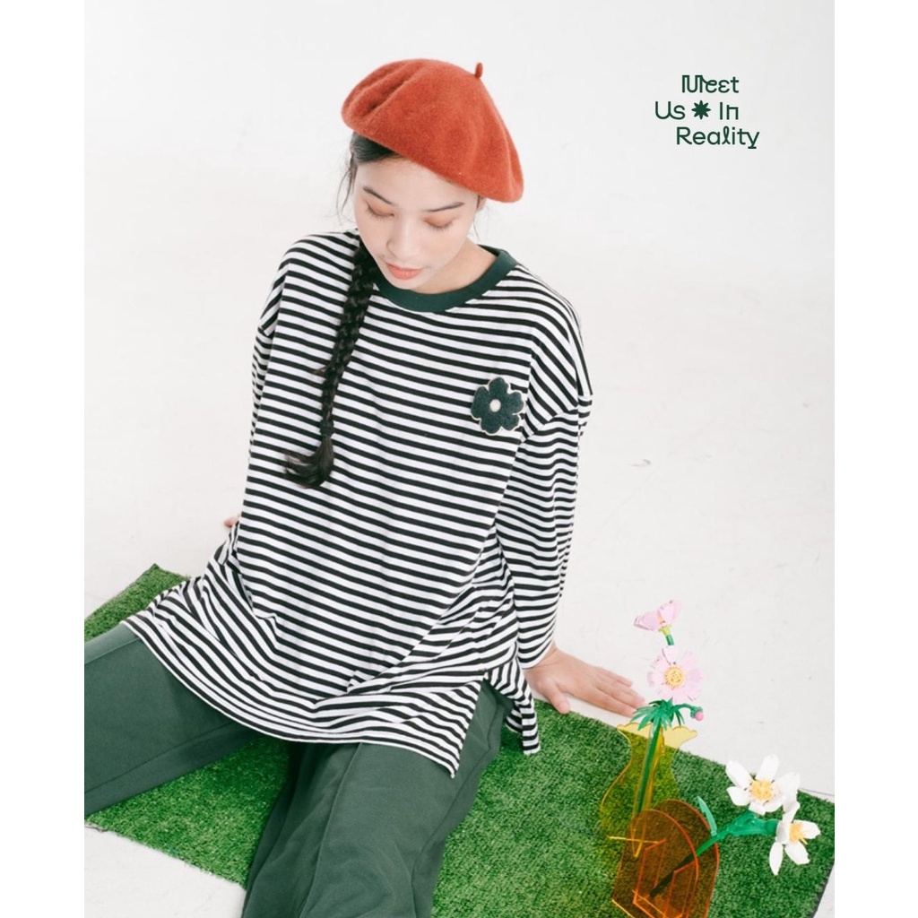 Tome Ame - Mina Striped Oversize Tee Black