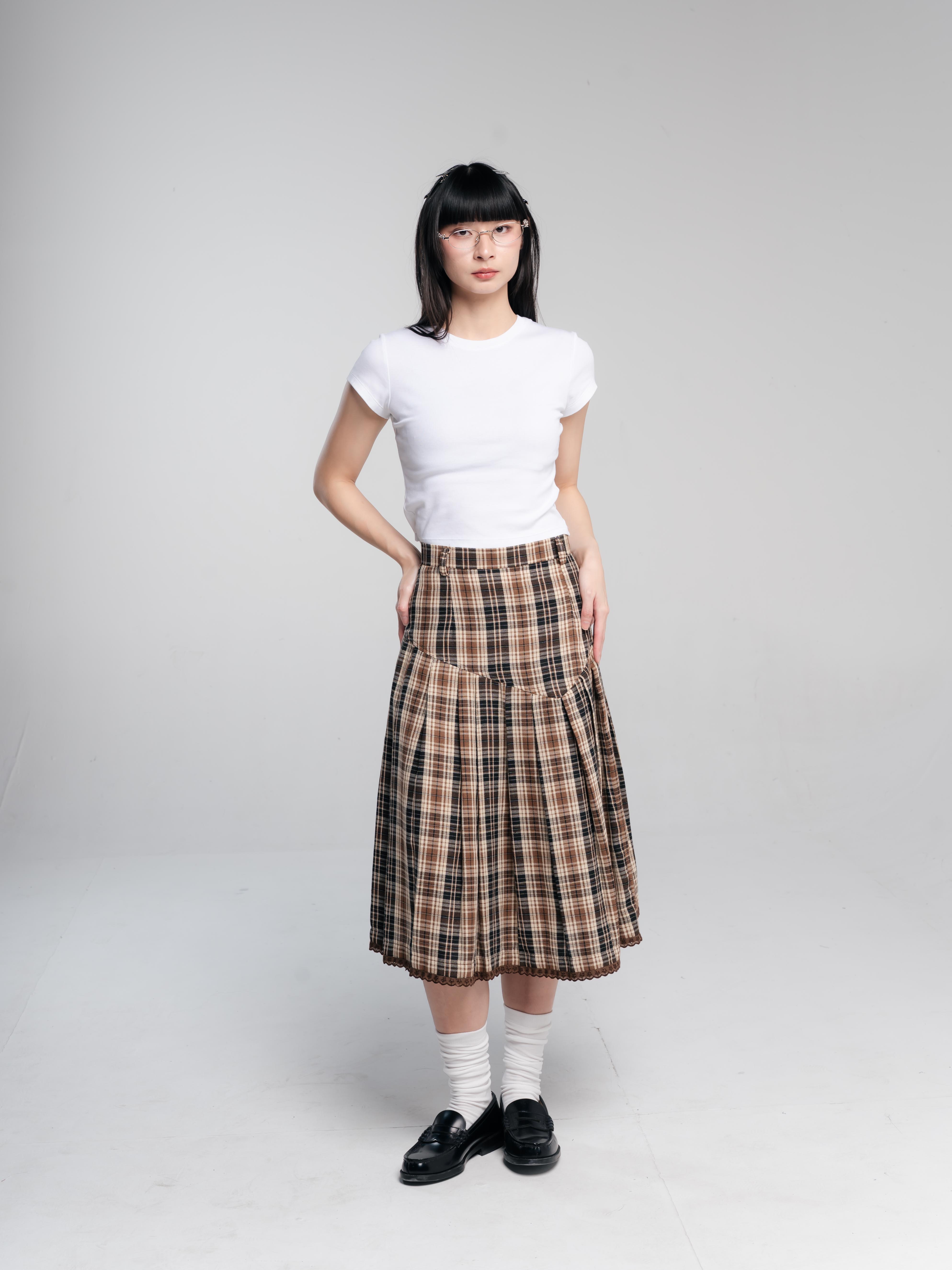 TOME AME - NAKA MIDI SKIRT - ROK TARTAN FLANNEL