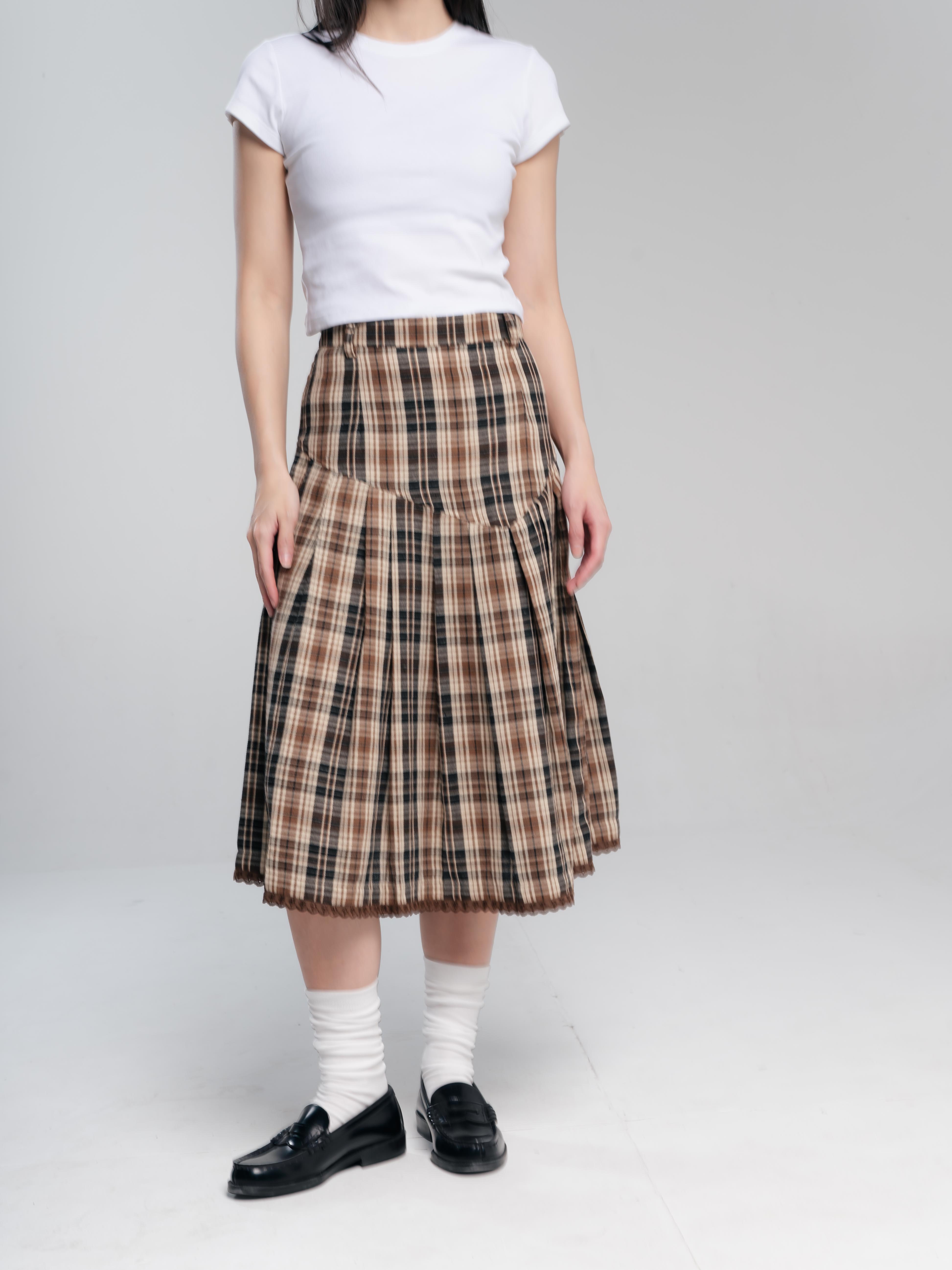 TOME AME - NAKA MIDI SKIRT - ROK TARTAN FLANNEL