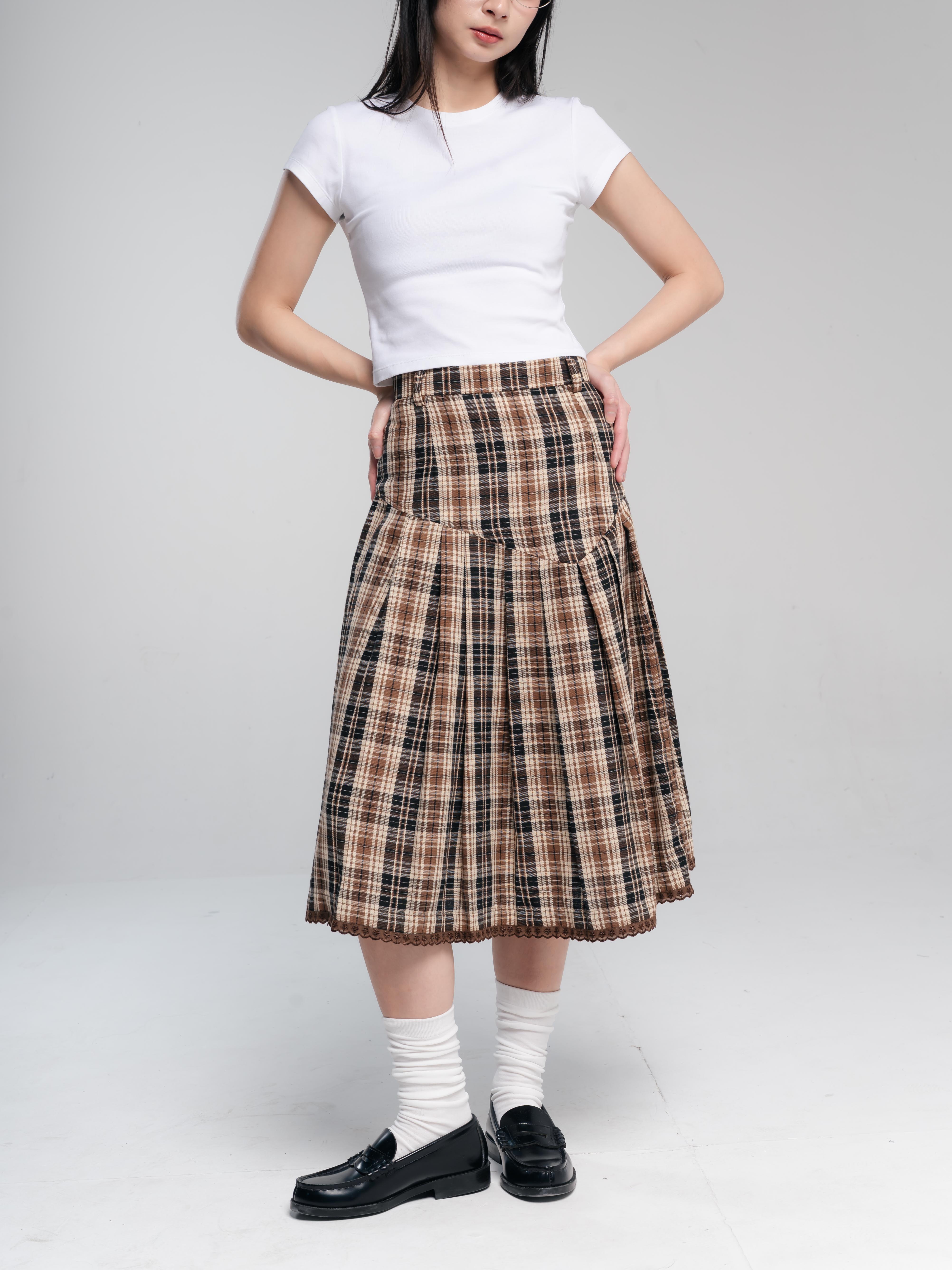 TOME AME - NAKA MIDI SKIRT - ROK TARTAN FLANNEL