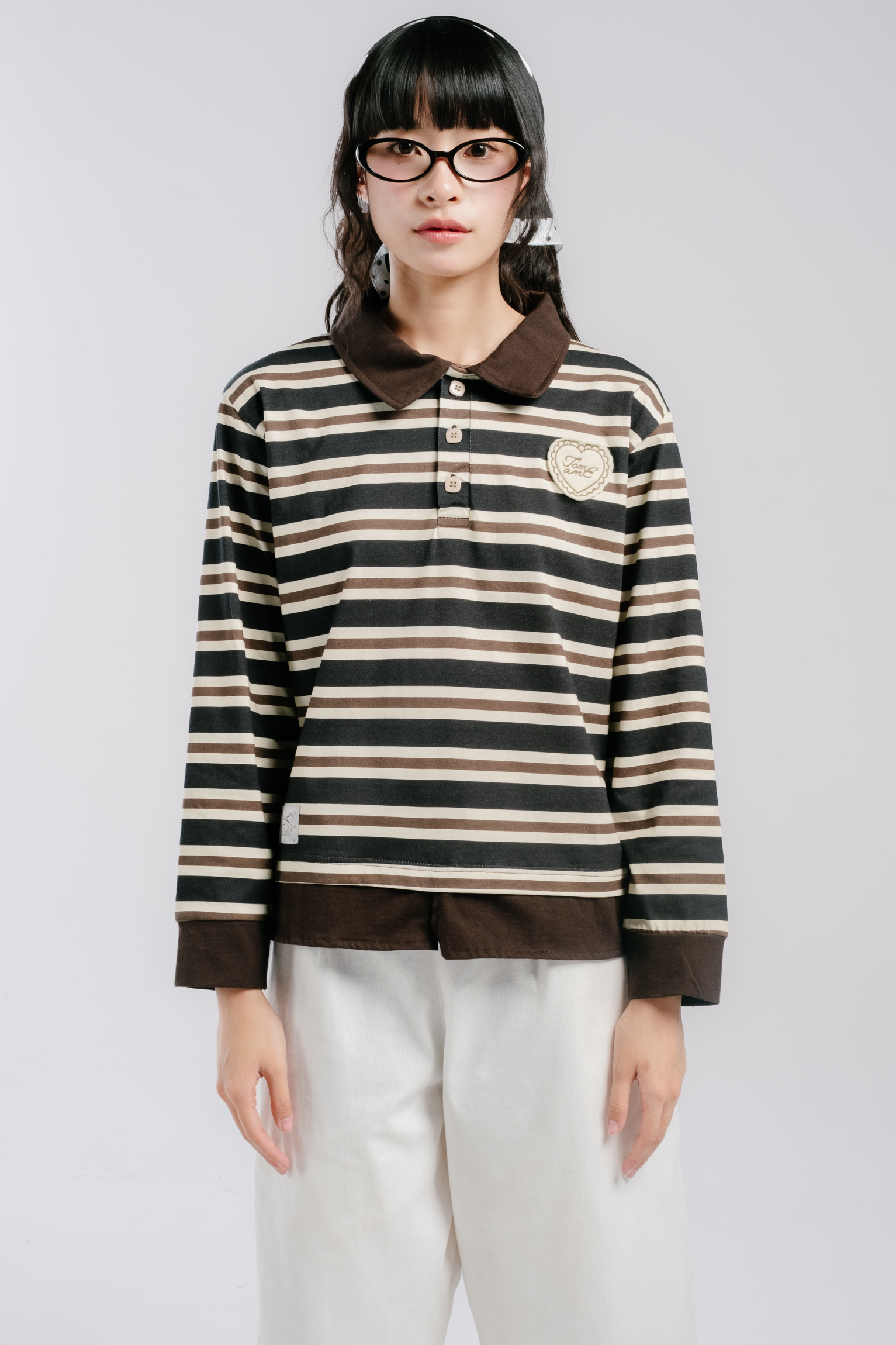Tome Ame - Kurocha Stripe Shirt Longsleeve - Kemeja Lengan Panjang Wanita Motif Garis