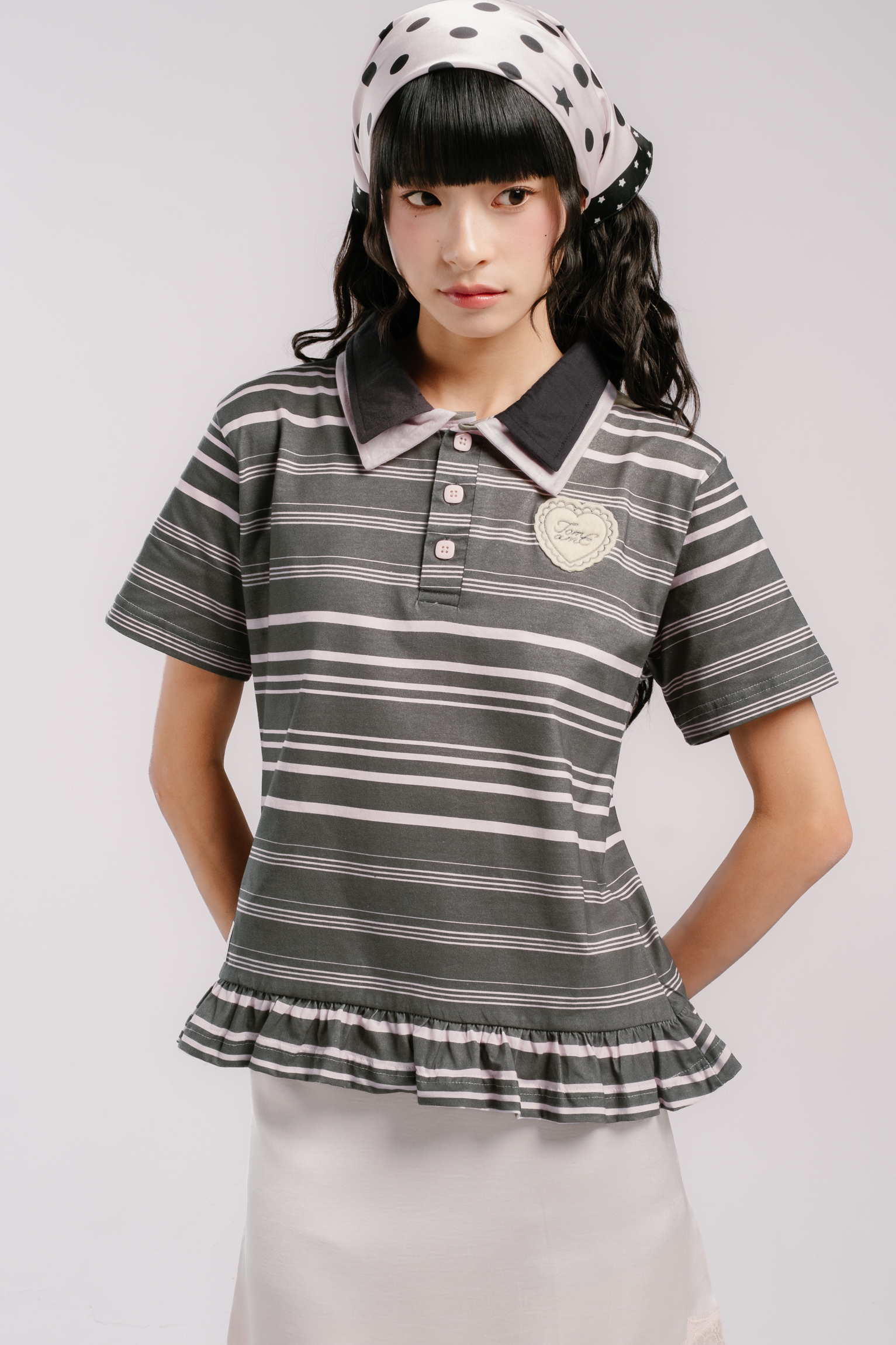 Tome Ame - Kasumi Stripe Shirt Shortsleeve - Kemeja Lengan Pendek Wanita Motif Garis