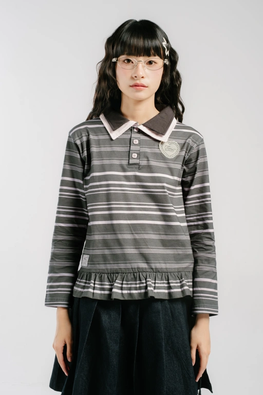 Tome Ame - Kasumi Stripe Shirt Longsleeve - Kemeja Lengan Panjang Wanita Motif Garis