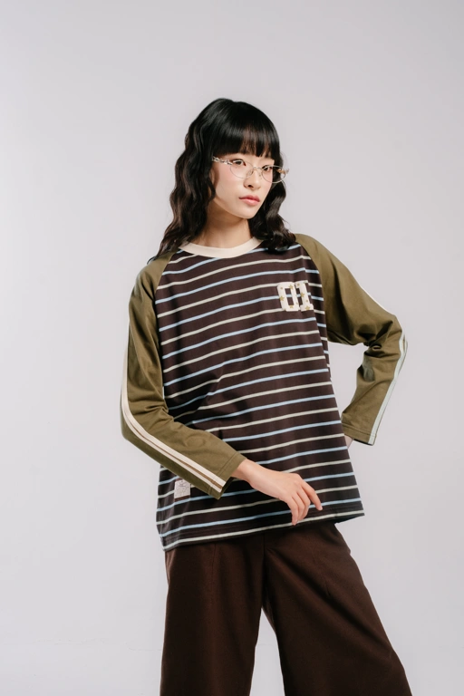 Tome Ame - Yoru Stripe T Shirt Longsleeve - Kaos Lengan Panjang Wanita Motif Garis