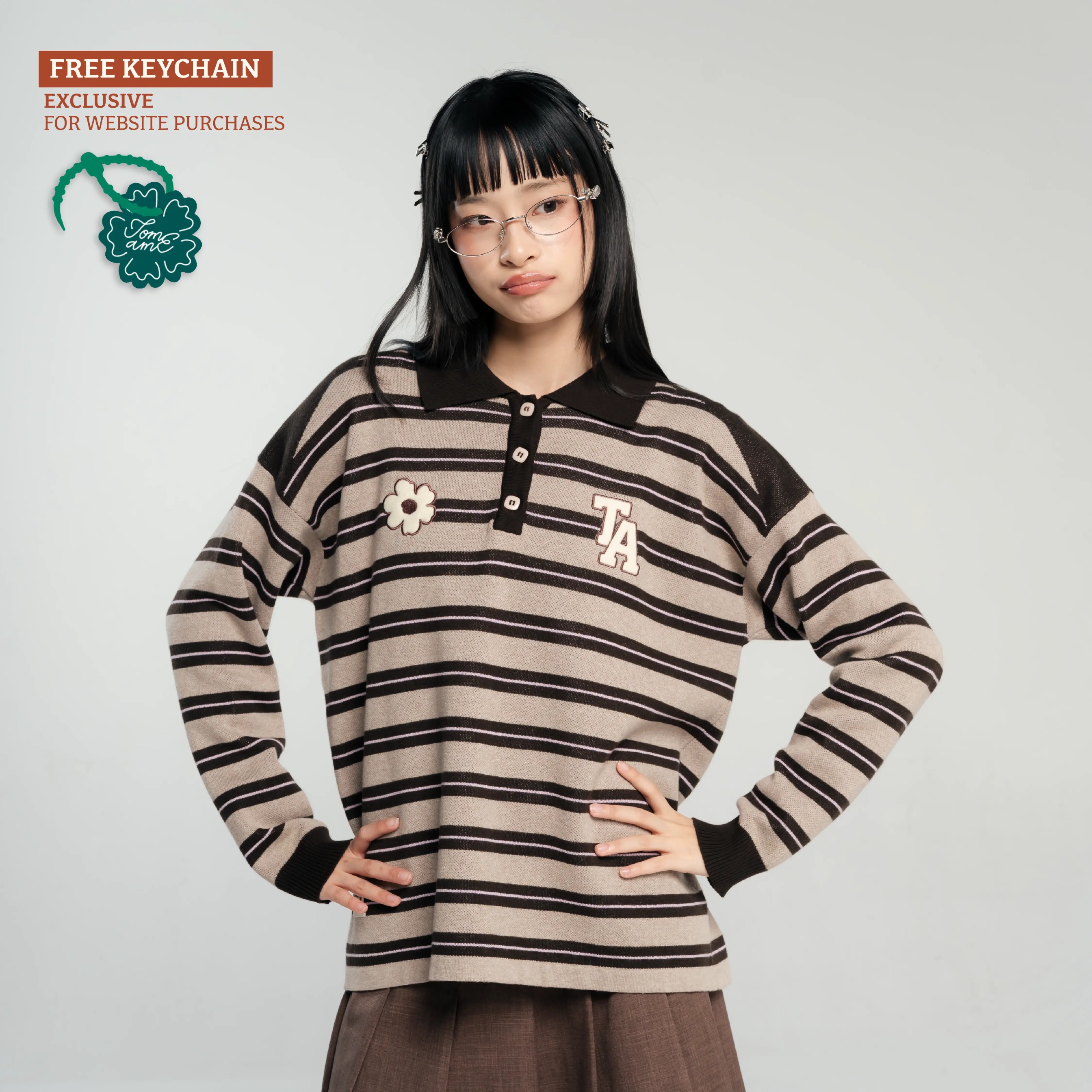 TOME AME - YUSHI RUGBY SHIRT STRIPE - LONGSLEEVE KNITWEAR RAJUT