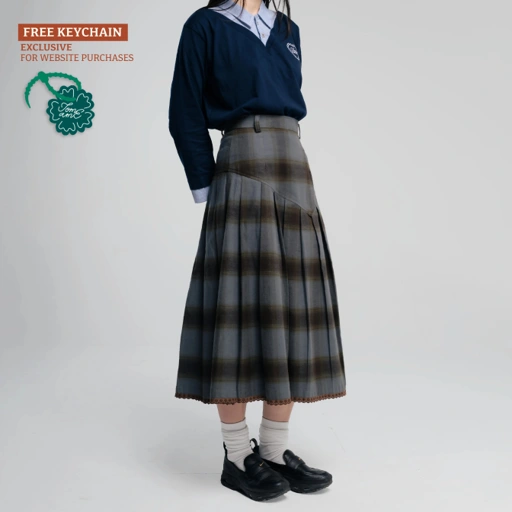 Image of TOME AME - NAKA MAXI SKIRT - ROK TARTAN FLANNEL