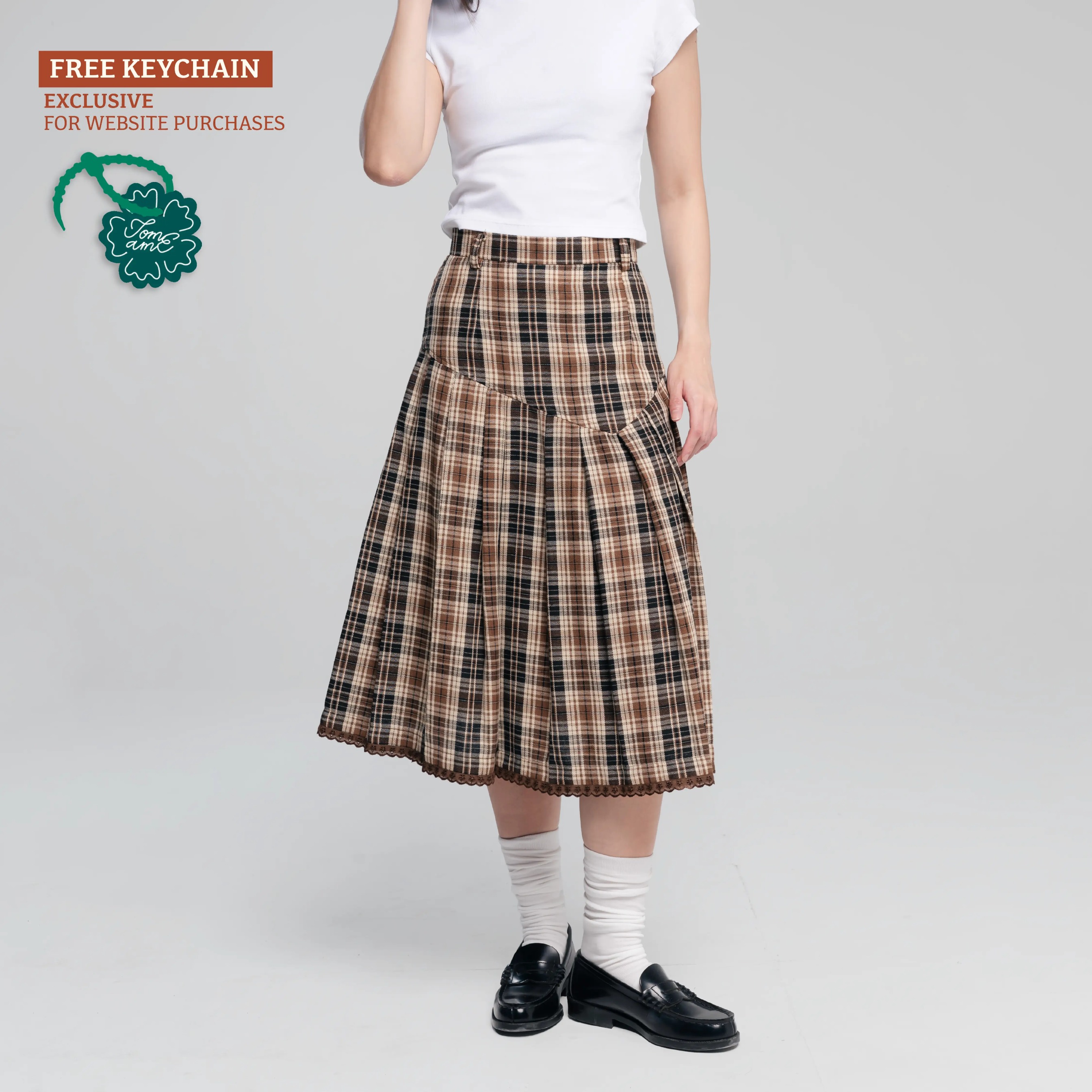 TOME AME - NAKA MIDI SKIRT - ROK TARTAN FLANNEL