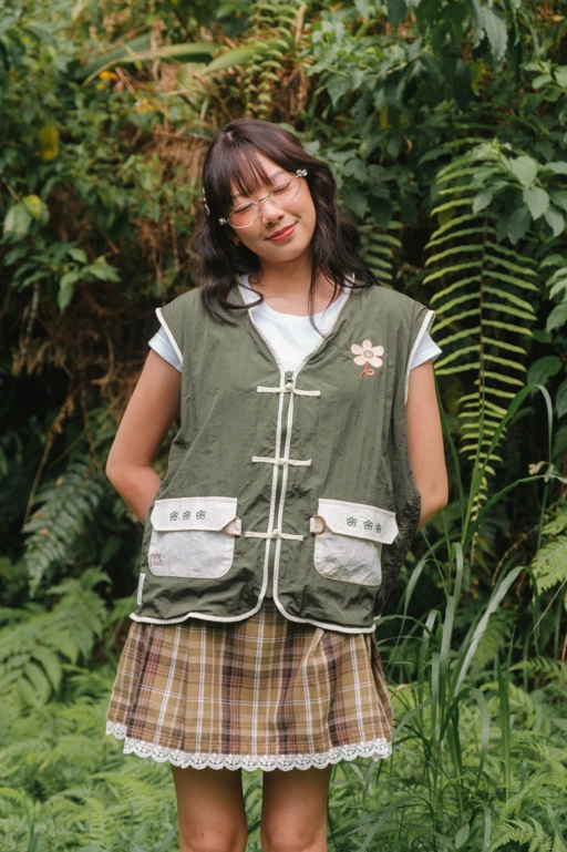 Image of Tome Ame - Riku Vest Green Bottle - Outer Vest Crinkle