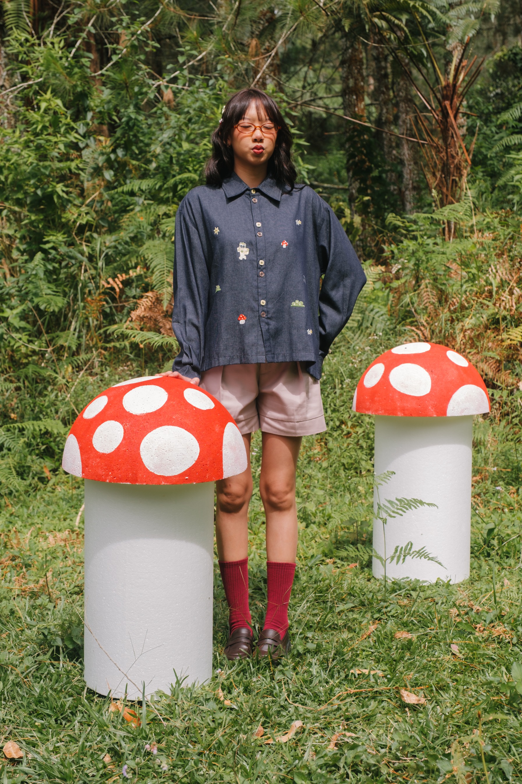 Tome Ame - Kinoko Denim Shirt - Kemeja Denim Oversized Lengan Panjang