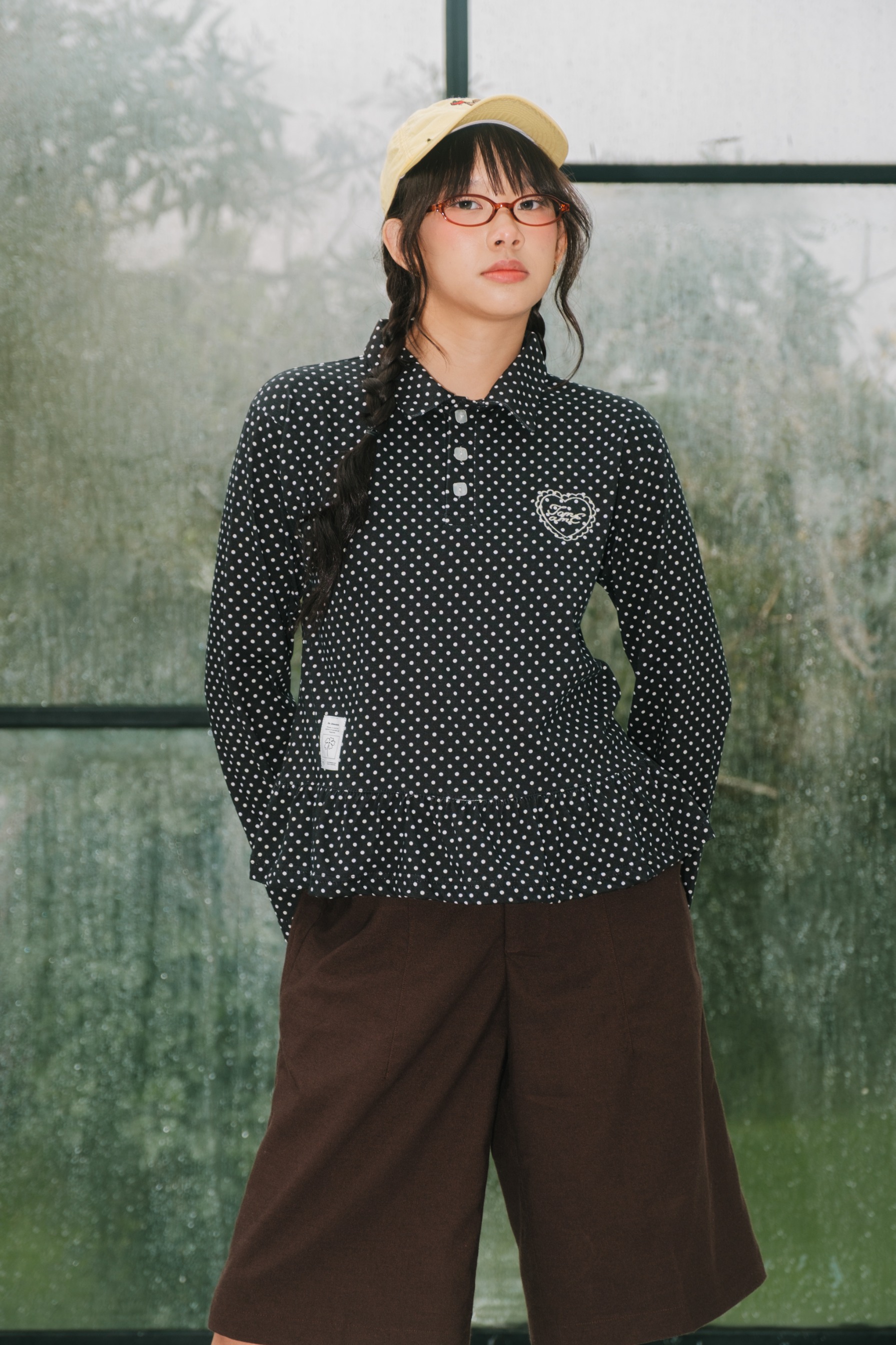 Tome Ame - Shinya Longsleeve Shirt - Kaos Polo Lengan Motif Polkadot