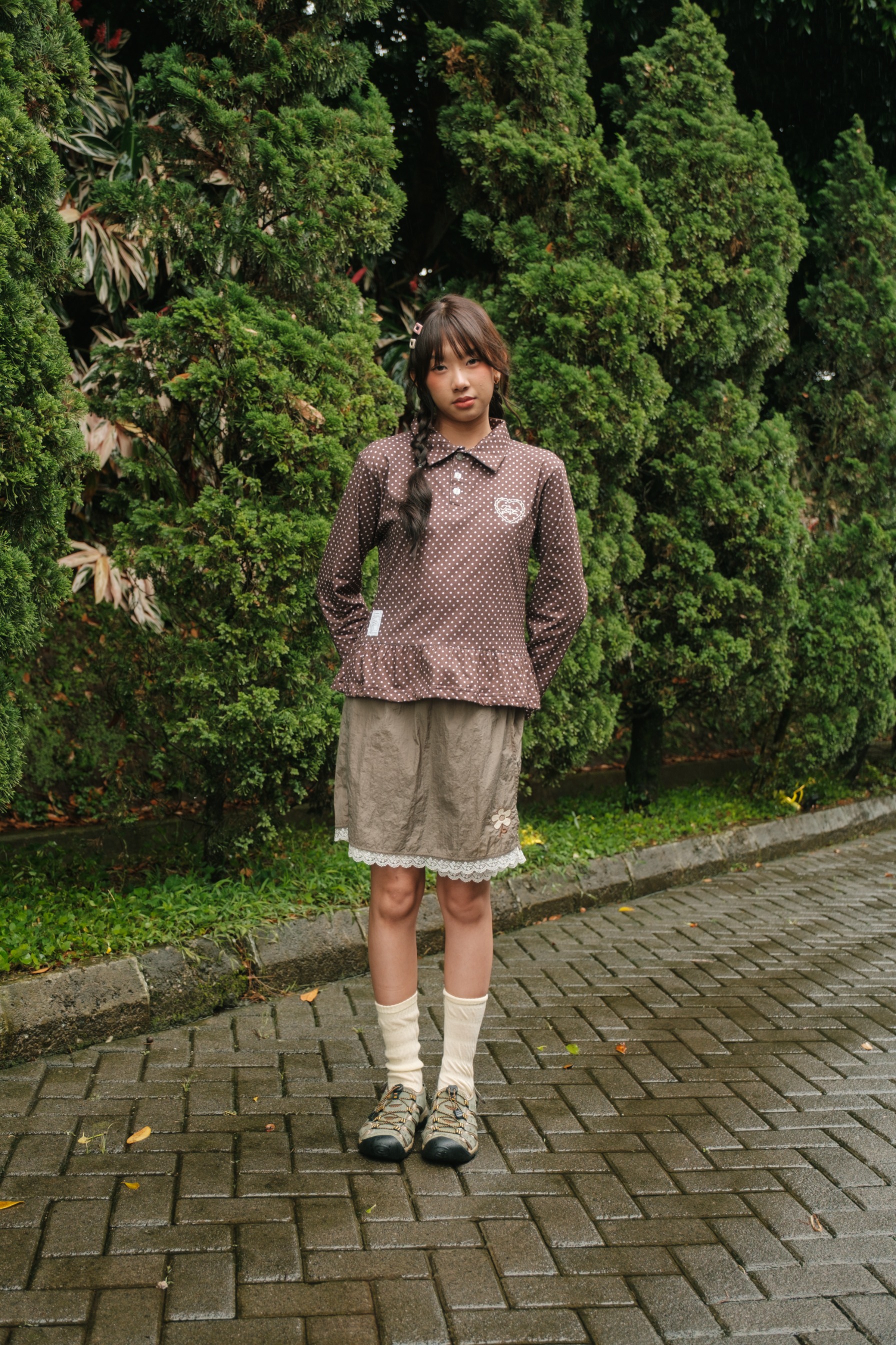 Tome Ame - Shinya Longsleeve Shirt - Kaos Polo Lengan Motif Polkadot
