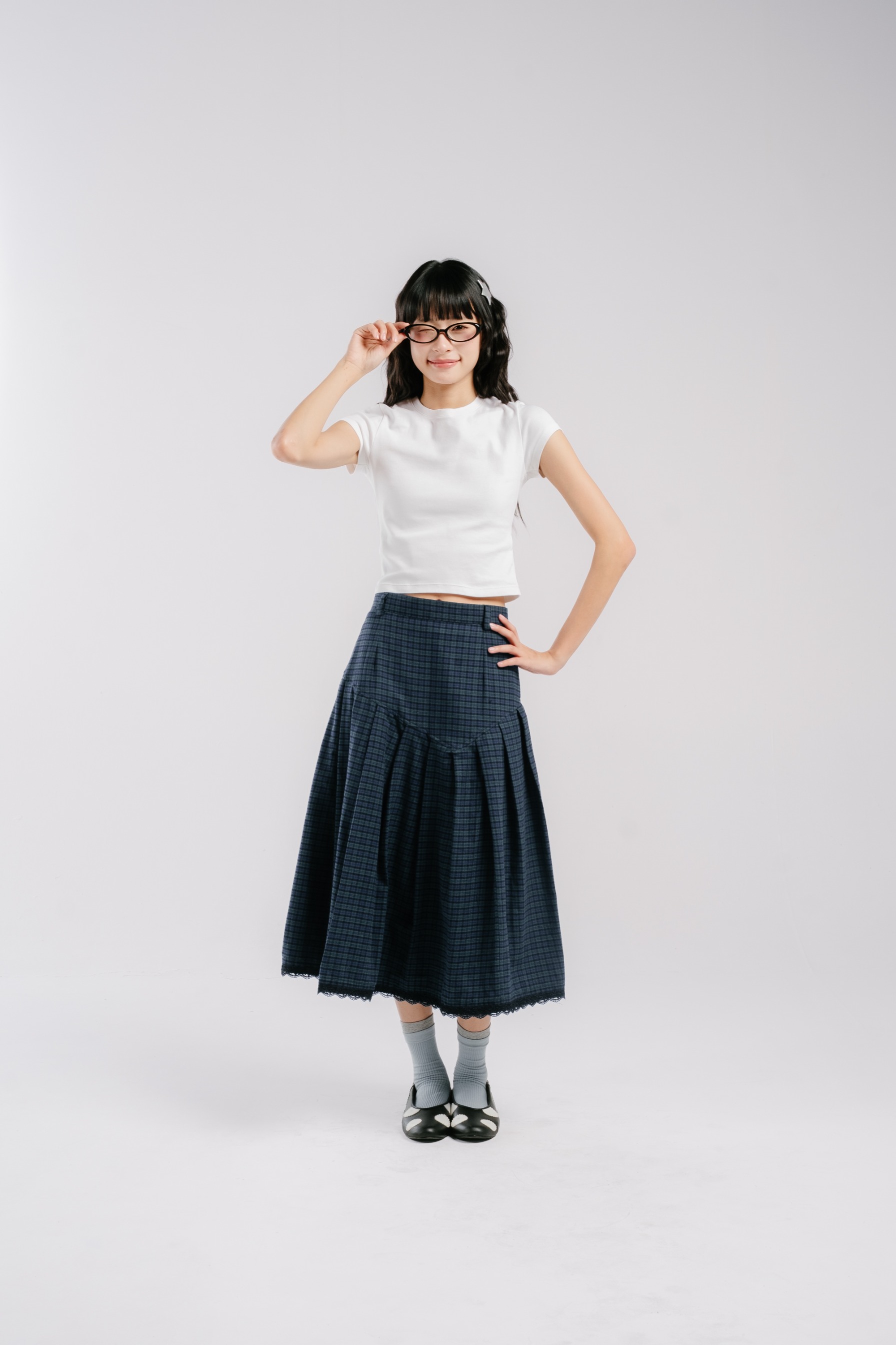 TOME AME - NAKA MIDI SKIRT - ROK TARTAN FLANNEL